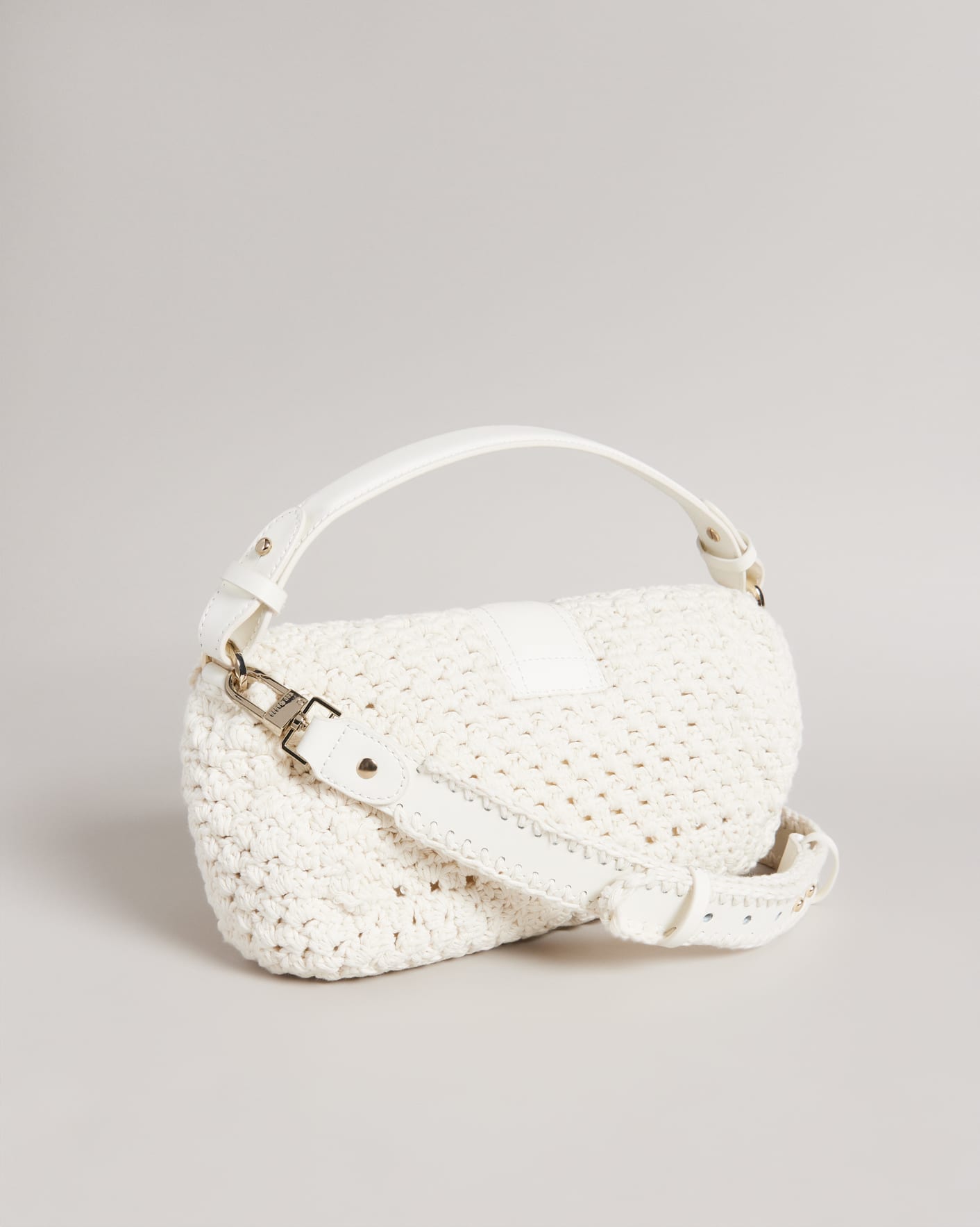 White Knitted Crochet Medium Shoulder Bag Ted Baker