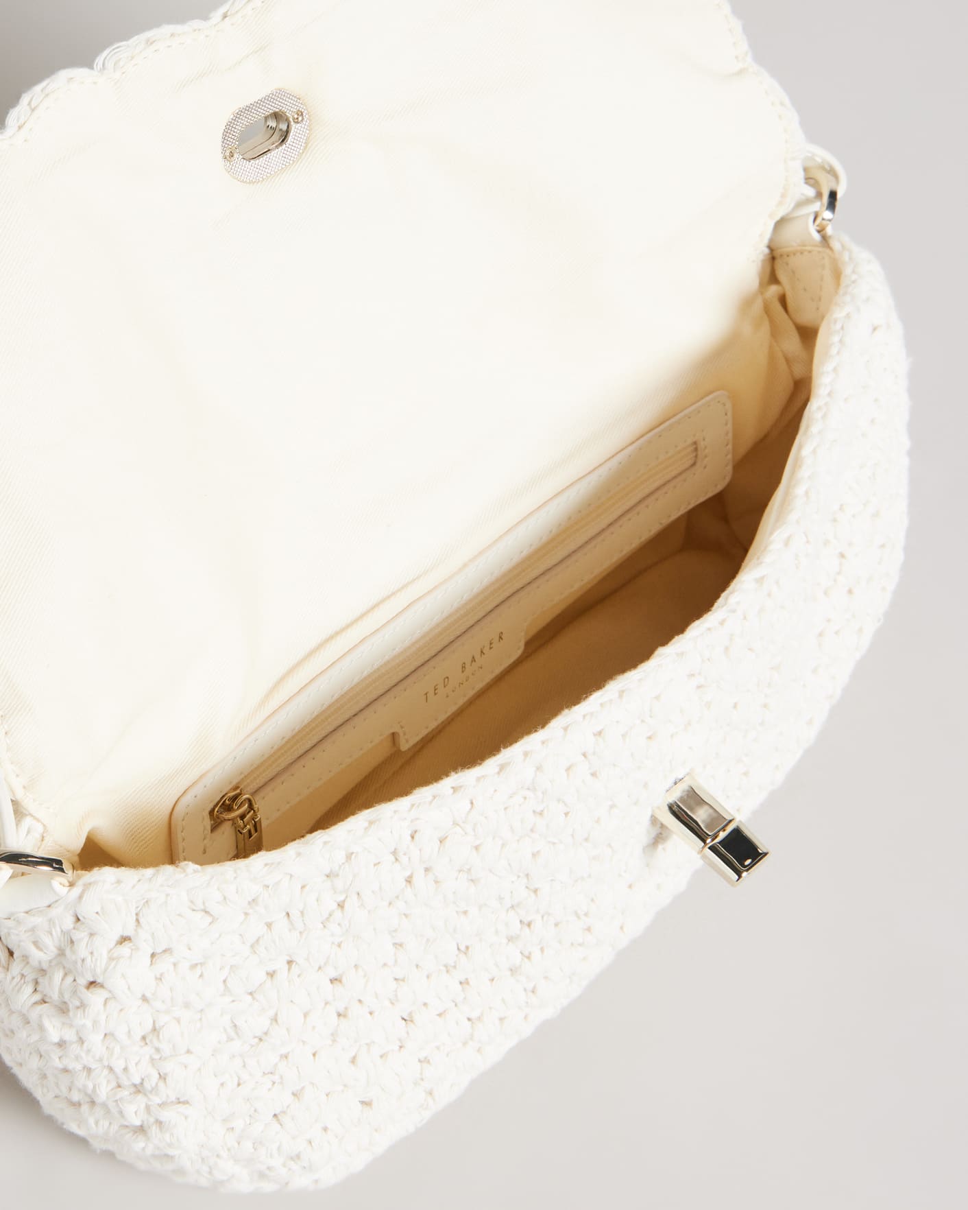 White Knitted Crochet Medium Shoulder Bag Ted Baker