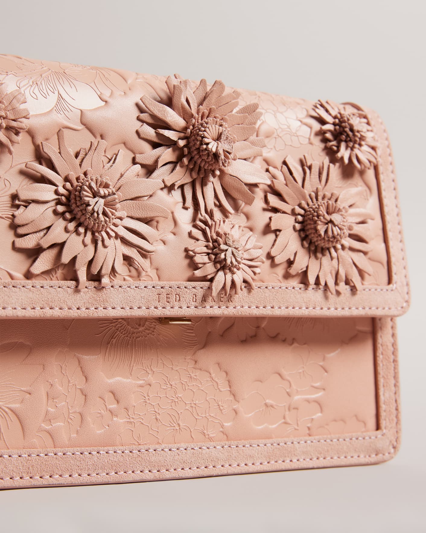 Pale Pink Floral Laser Cut Shoulder Bag Ted Baker