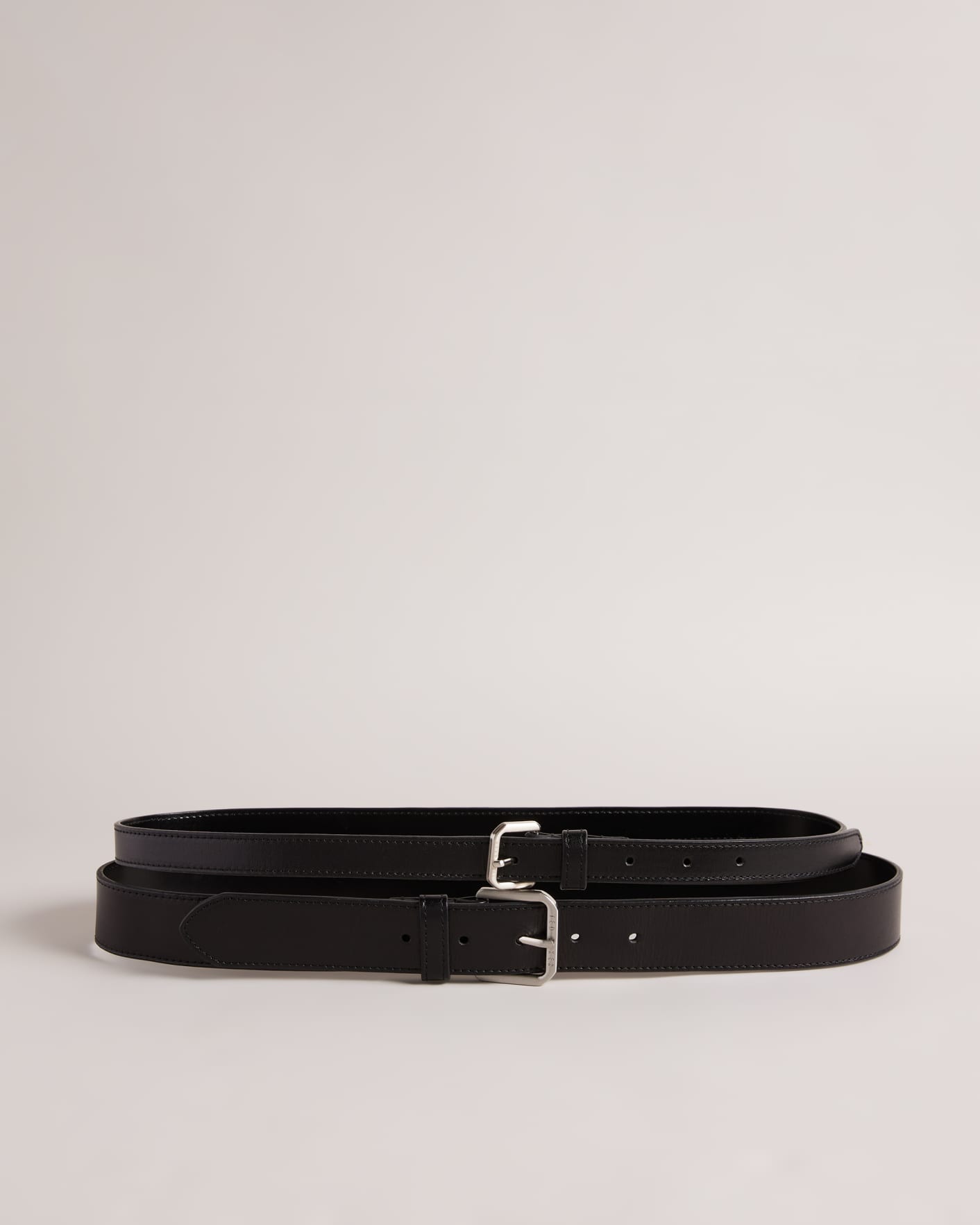 Black Glossy Leather Belt Set Ted Baker