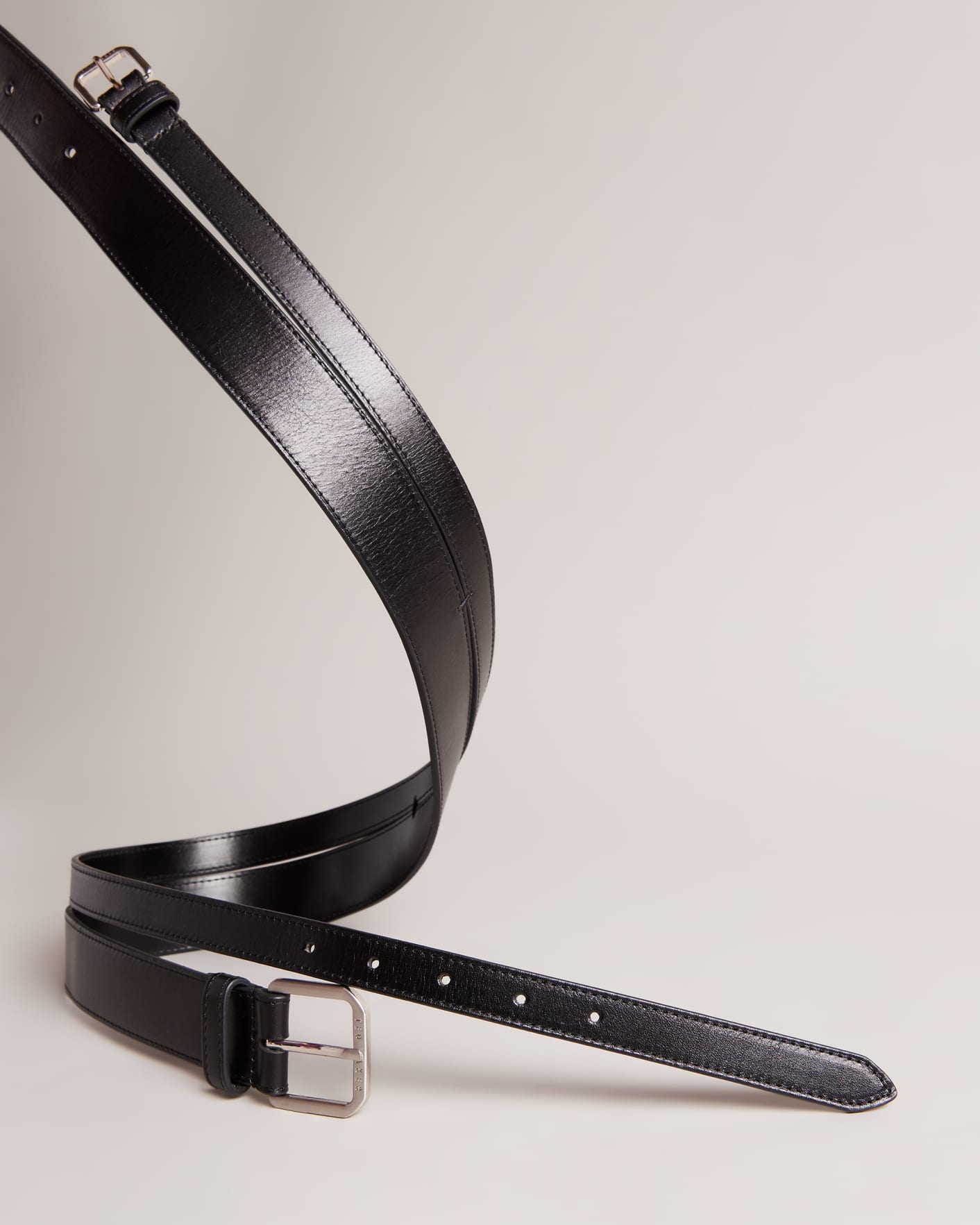 Black Glossy Leather Belt Set Ted Baker