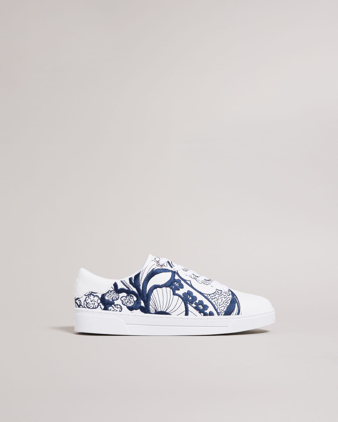 White-Navy Retro Swirl Cupsole Trainers Ted Baker