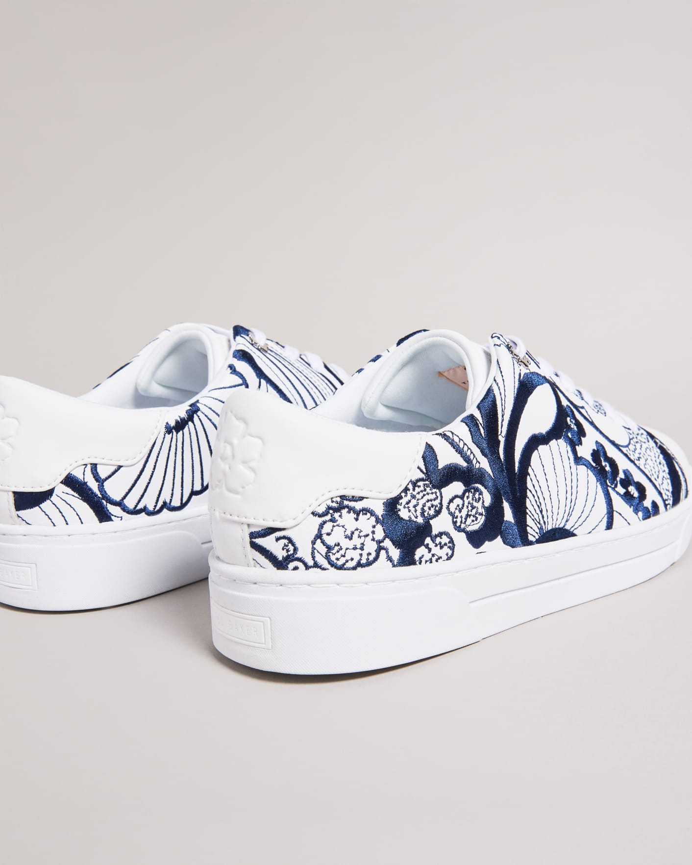 White-Navy Retro Swirl Cupsole Trainers Ted Baker
