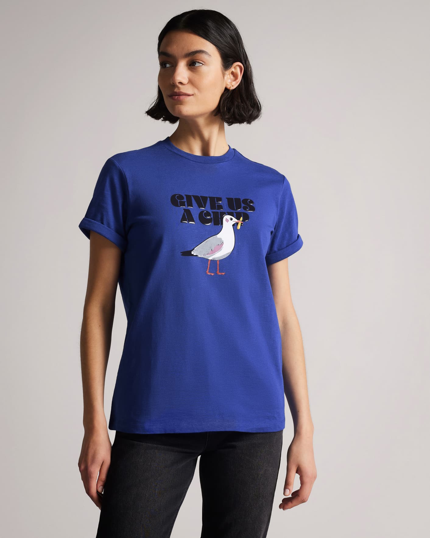 Medium Blue Give Us A Chip Graphic T-Shirt Ted Baker