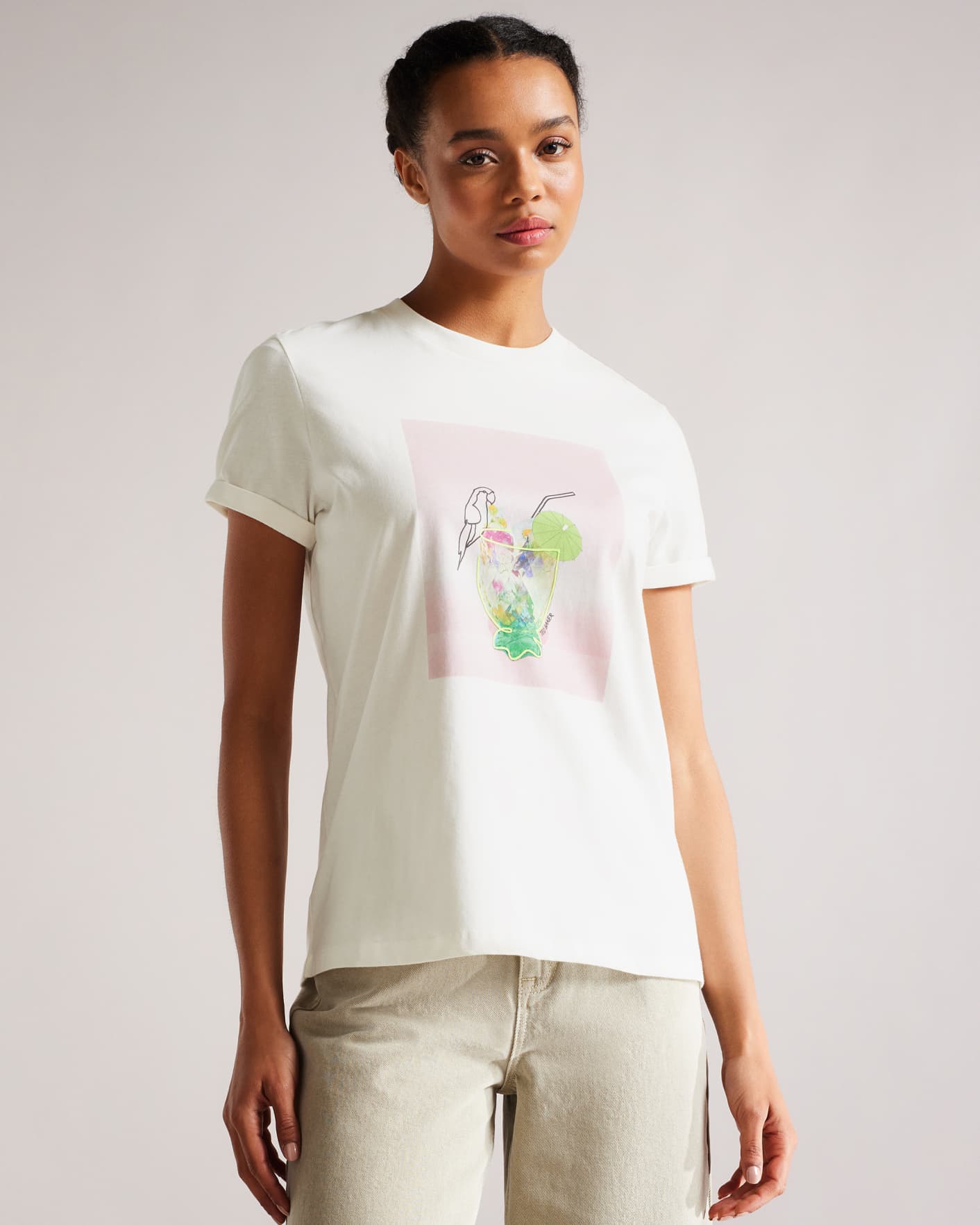 White Cocktail Graphic T-Shirt Ted Baker