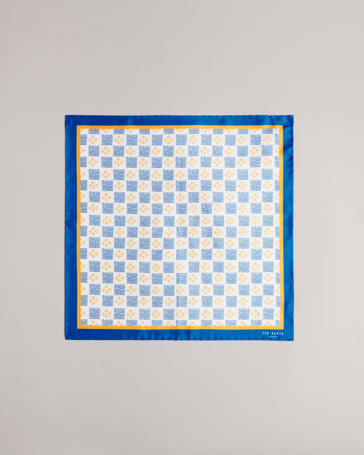 Bright Blue Geometric Printed Pocket Square Ted Baker