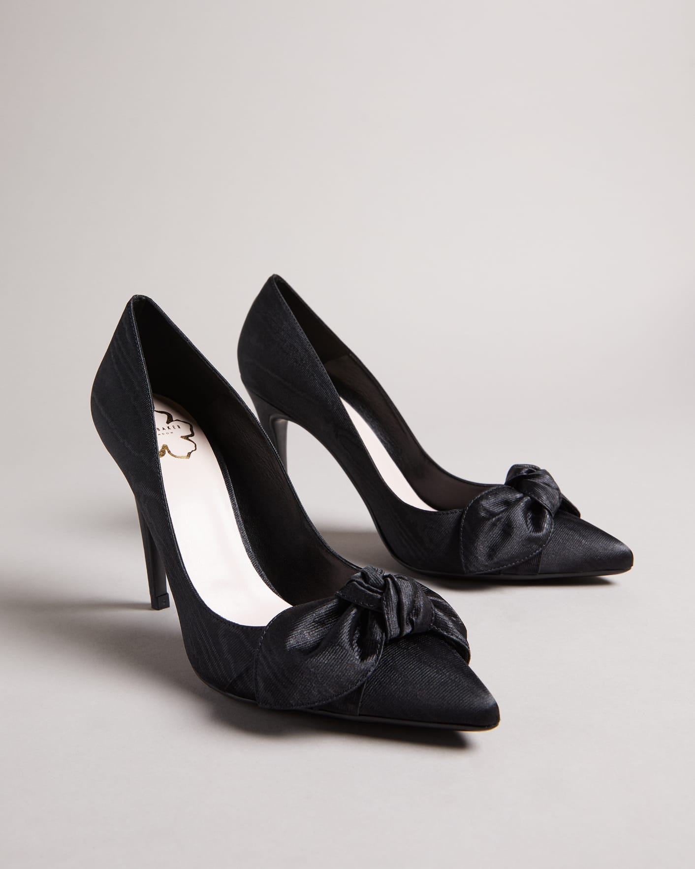 Black Moire Satin Bow Court Shoes Ted Baker