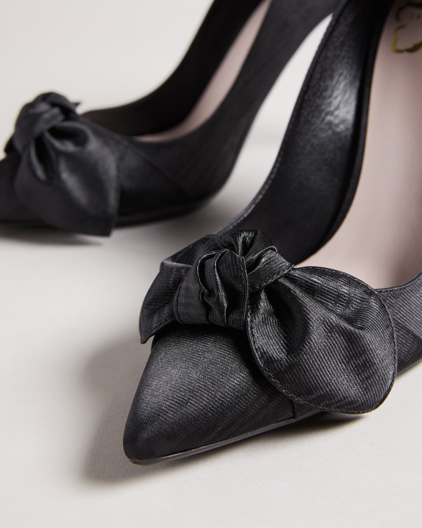 Black Moire Satin Bow Court Shoes Ted Baker