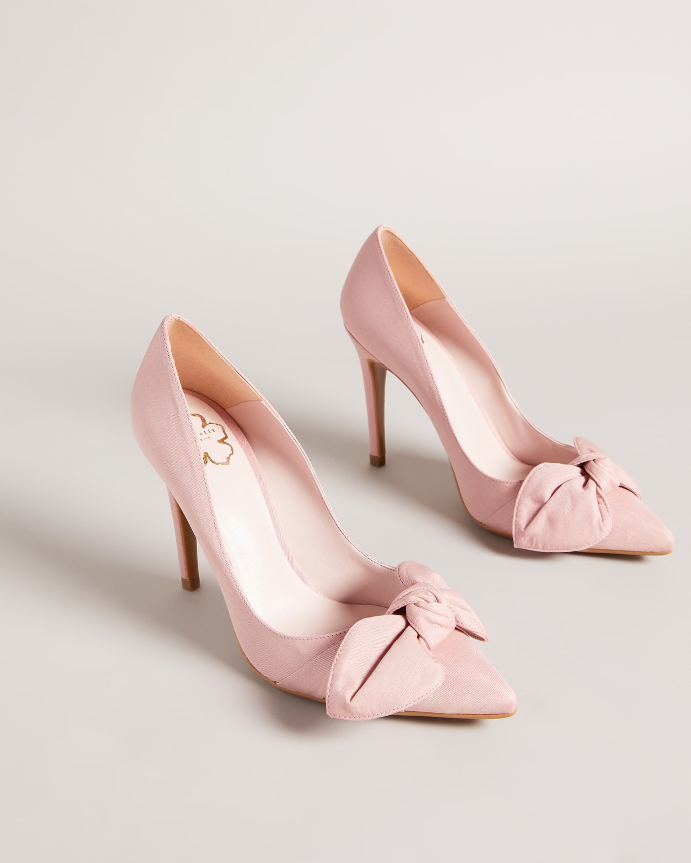 Dusky Pink Moire Satin Bow Court Shoes Ted Baker