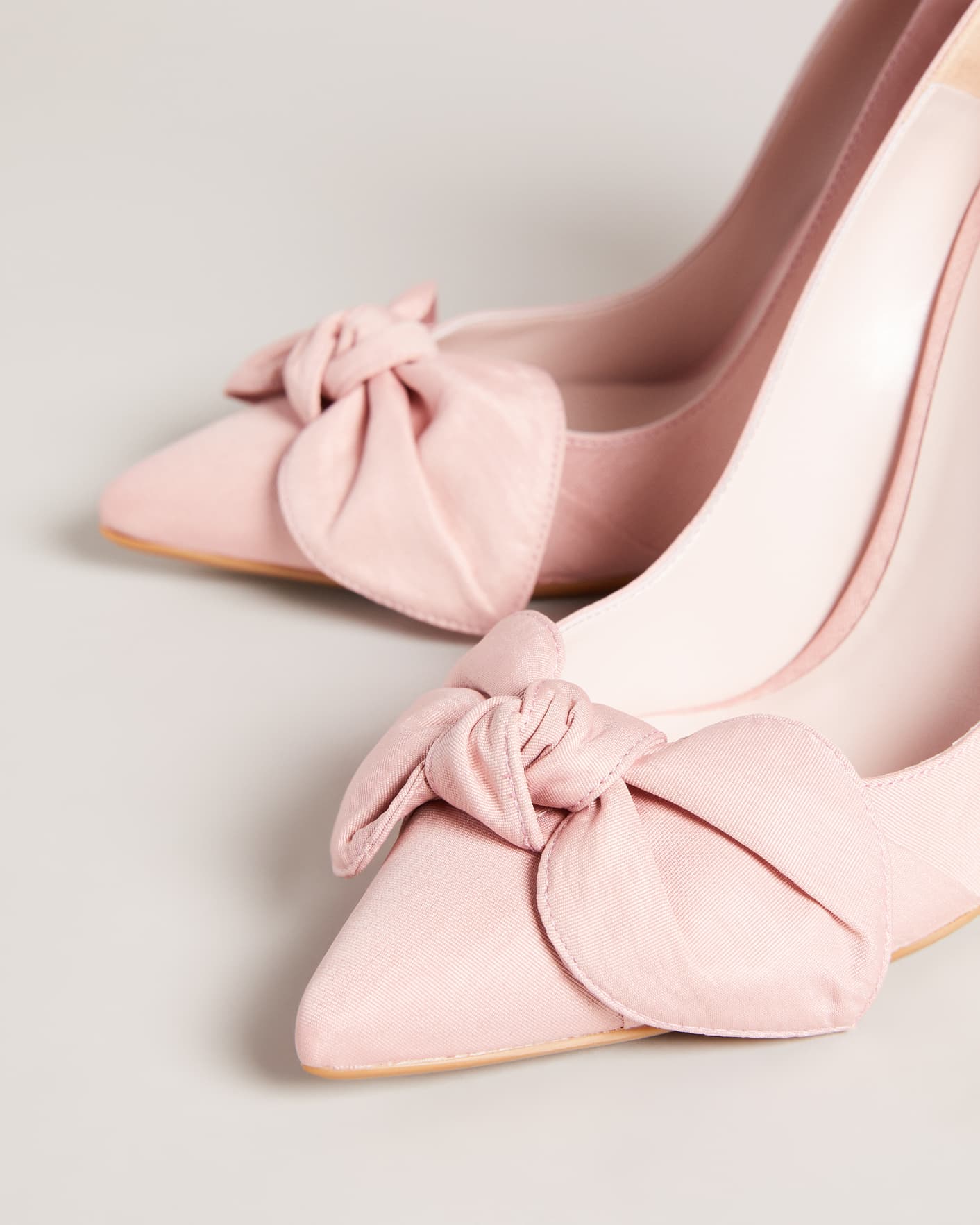 Dusky Pink Moire Satin Bow Court Shoes Ted Baker