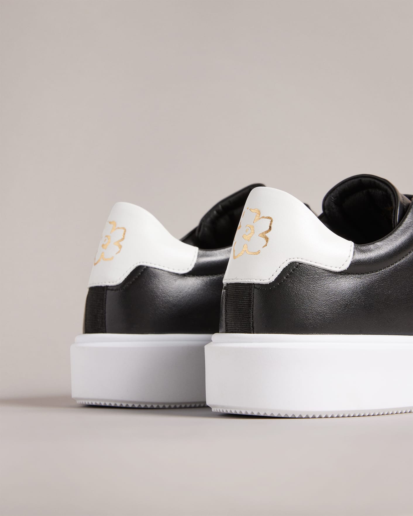 Black-White Triple Strap Platform Leather Trainers Ted Baker