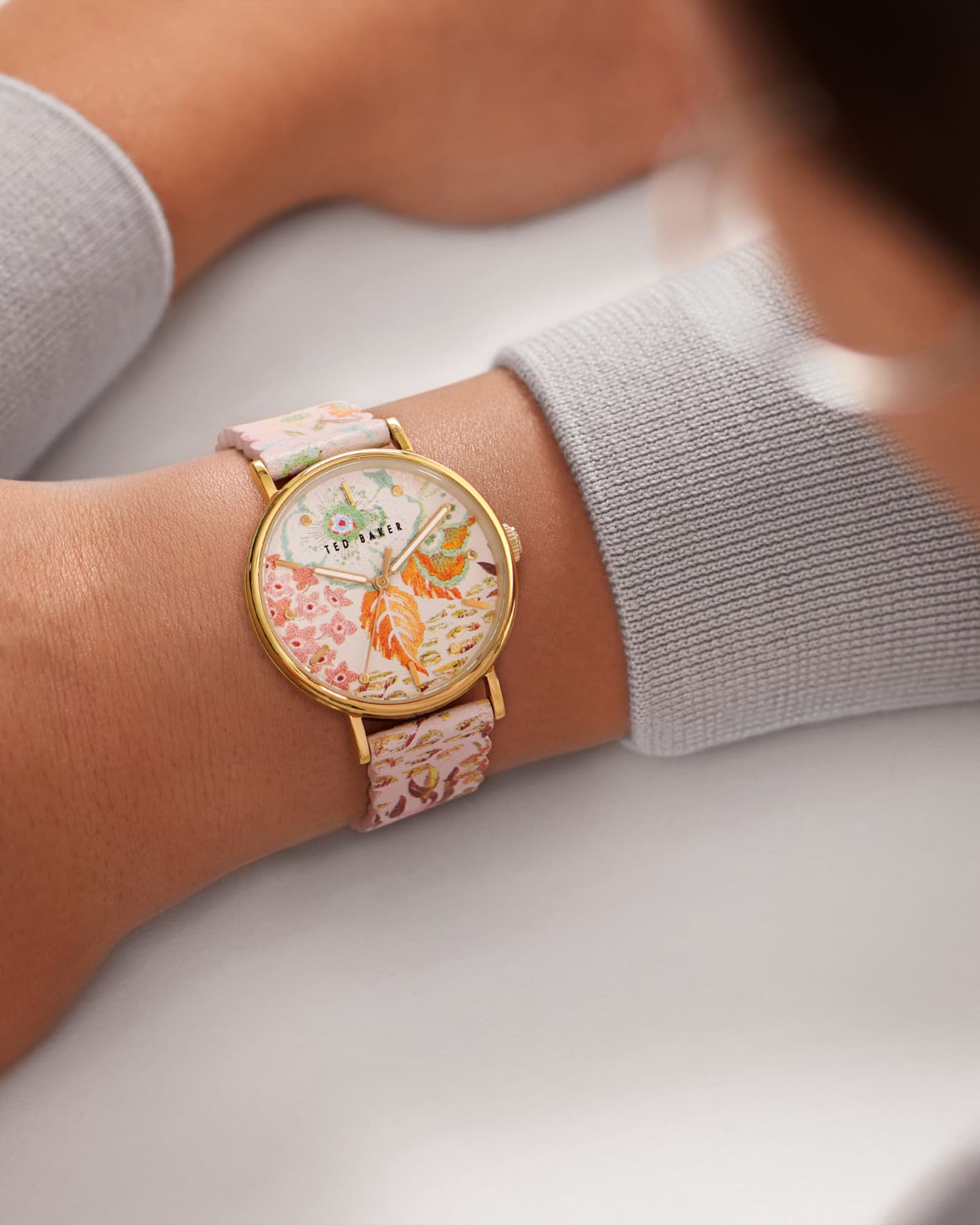 Light Pink Printed Strap And Dial Watch Ted Baker