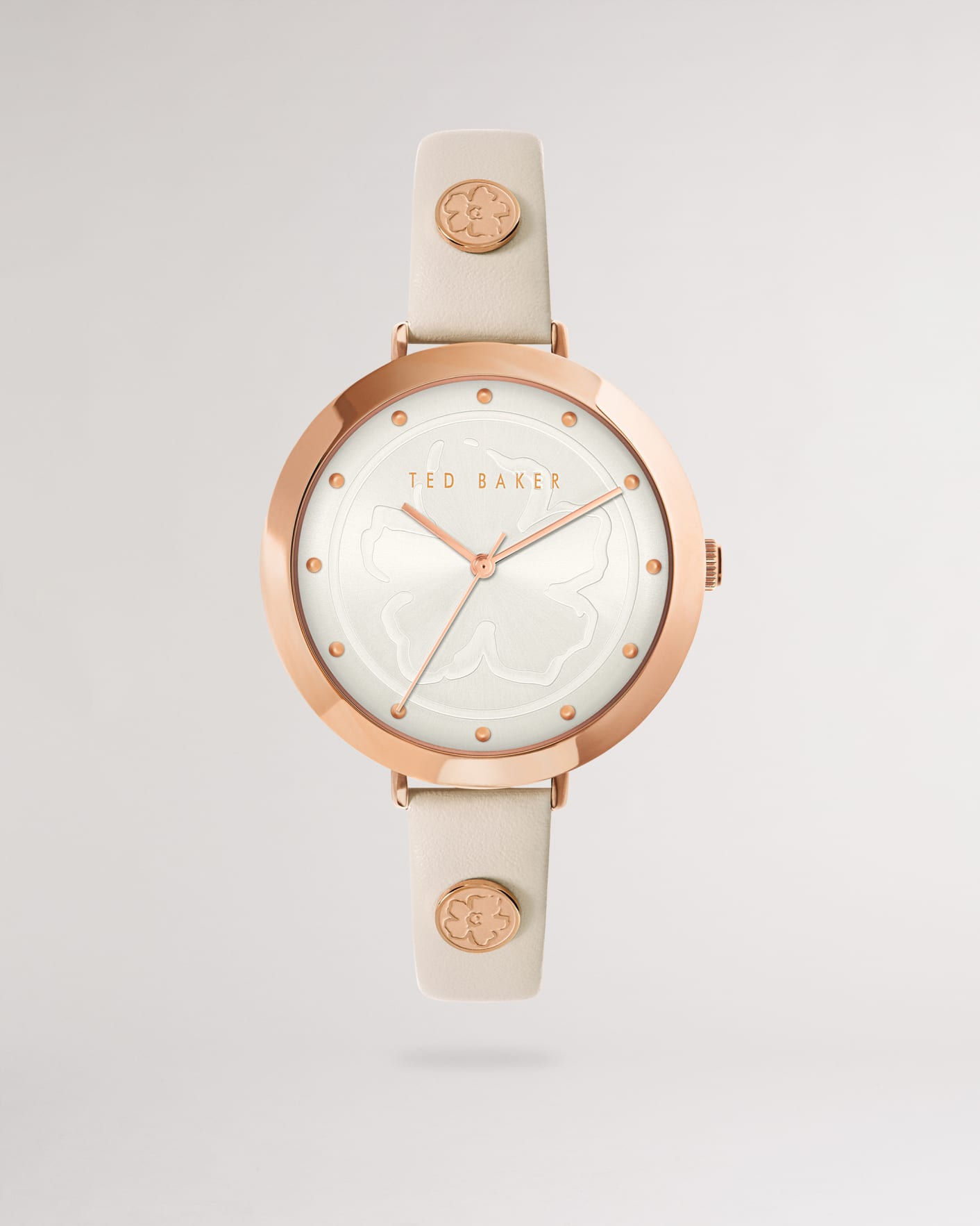 Ecru Magnolia Leather Strap Watch Ted Baker