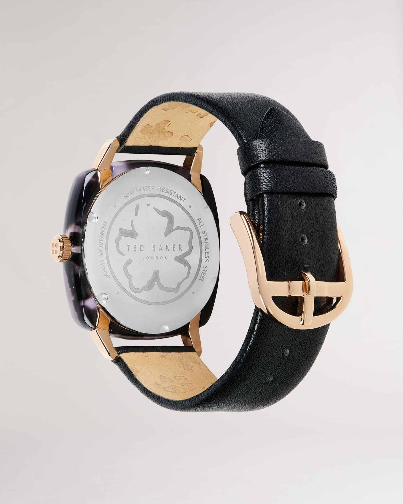 Black Magnolia Leather Strap Watch Ted Baker