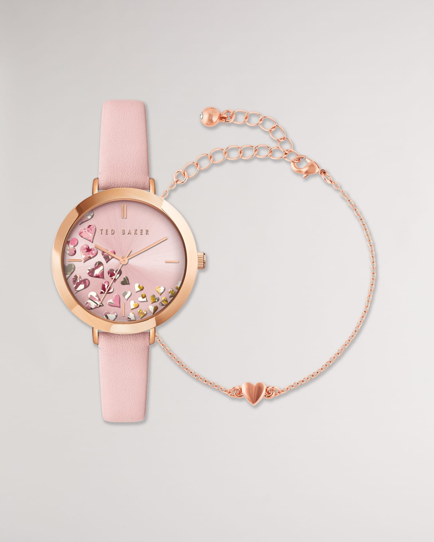 Pink Heart bracelet and watch gift set Ted Baker