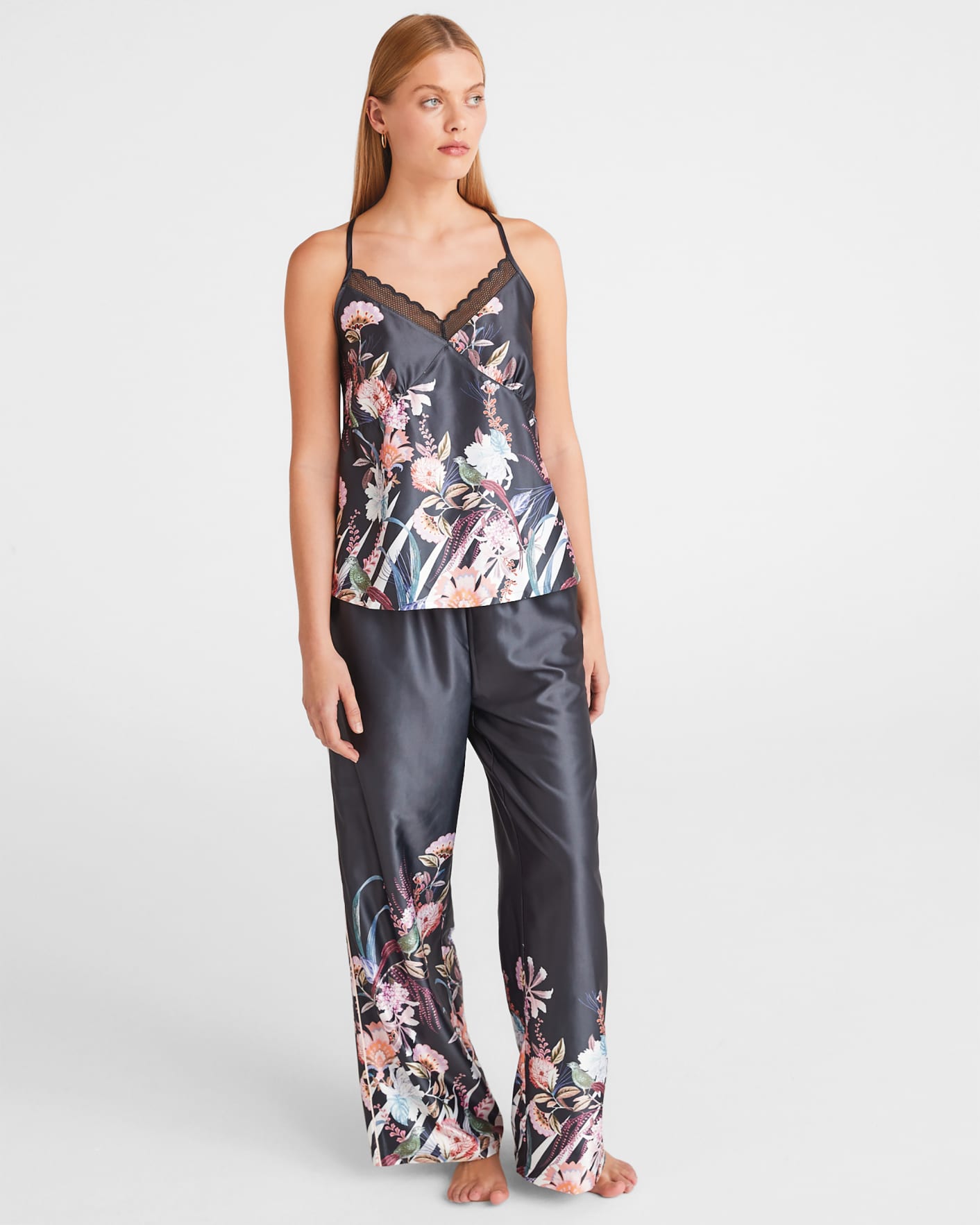 Charcoal Printed Satin Cami Top Ted Baker