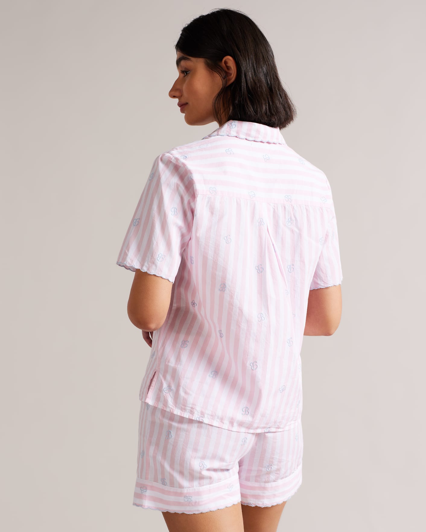 Light Pink Stripe Short and Shirt PJ Set Ted Baker