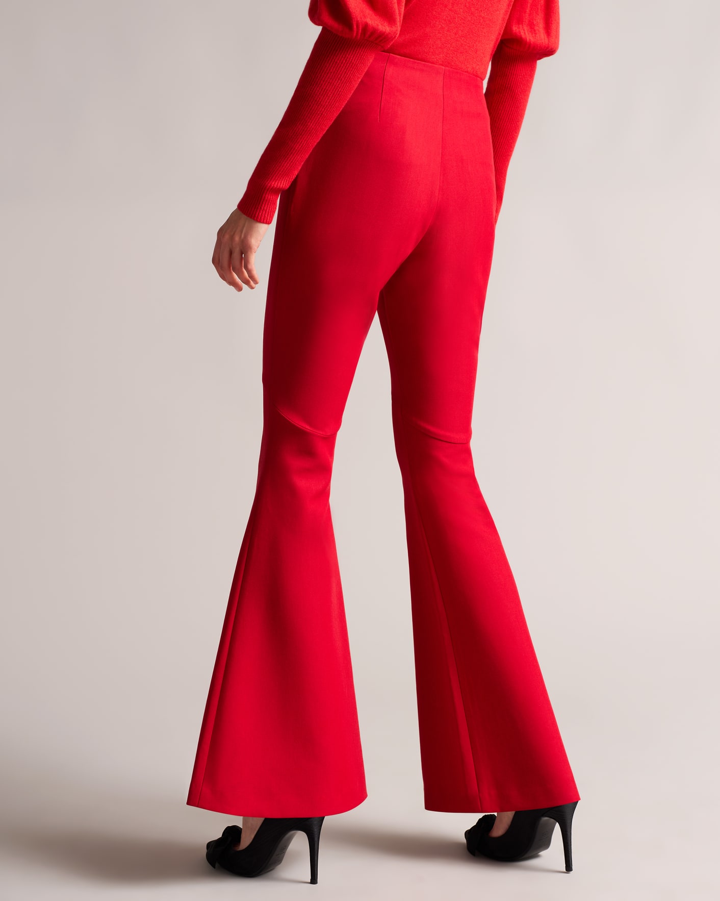 Red High Waisted Exaggerated Kickflare Trousers Ted Baker
