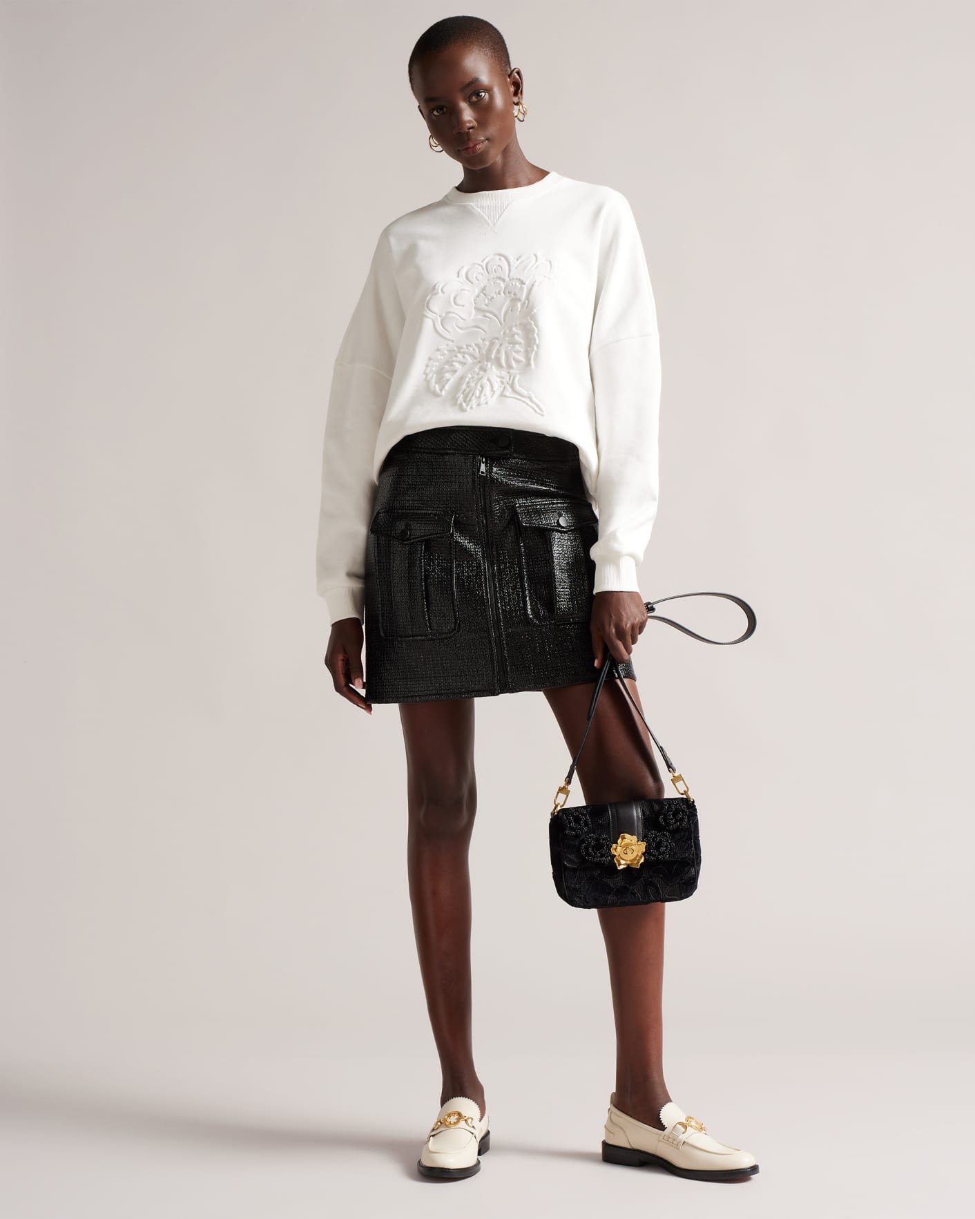 Black Mini Utility Skirt With Exposed Zip Ted Baker