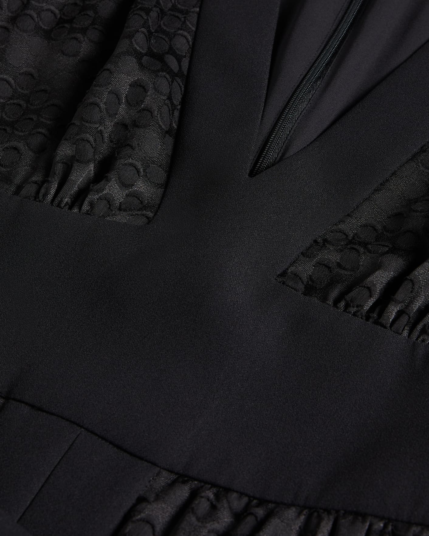 Black Crepe Panelled Puff Sleeve Midi Dress Ted Baker