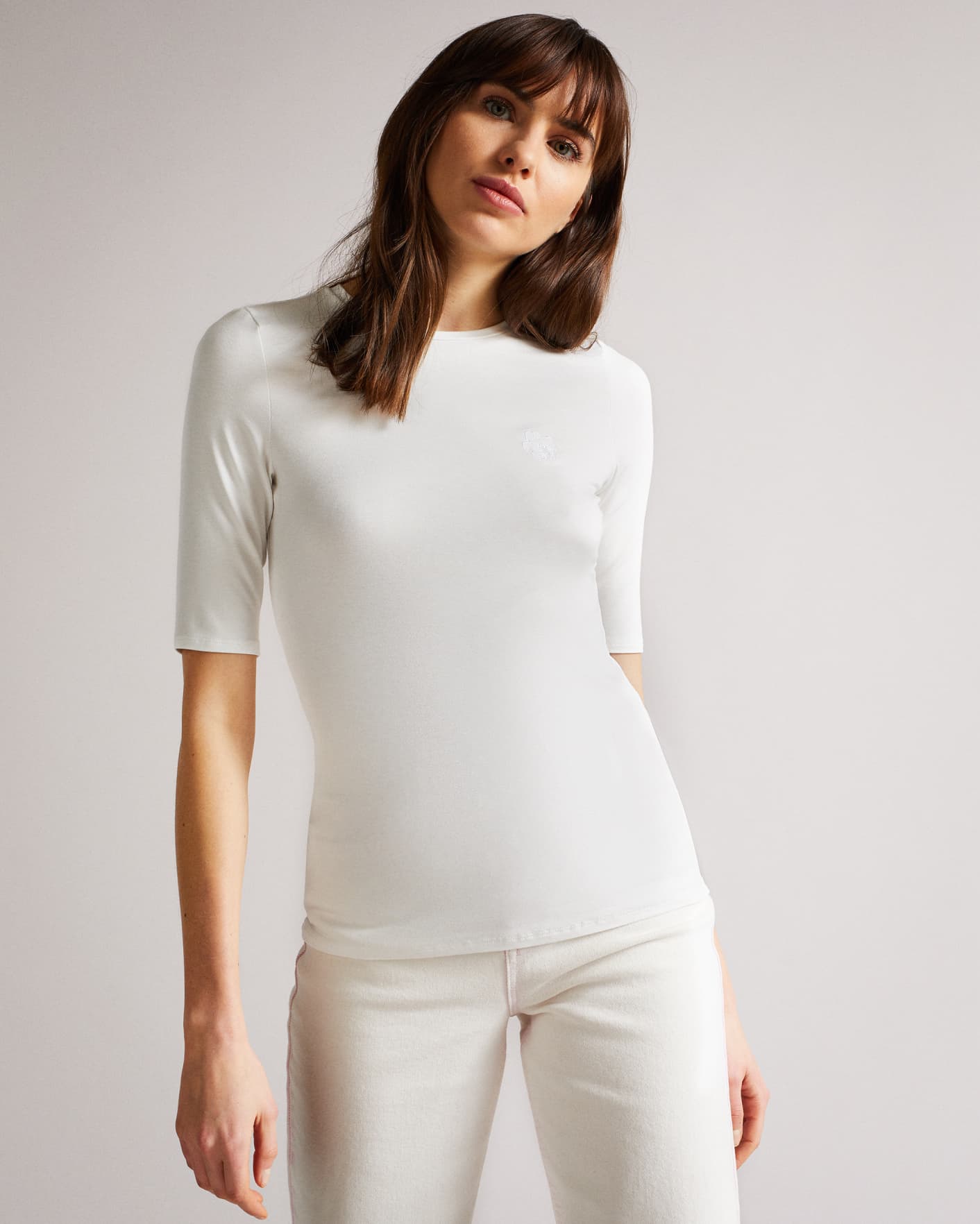 White Fitted Jersey Tee Ted Baker