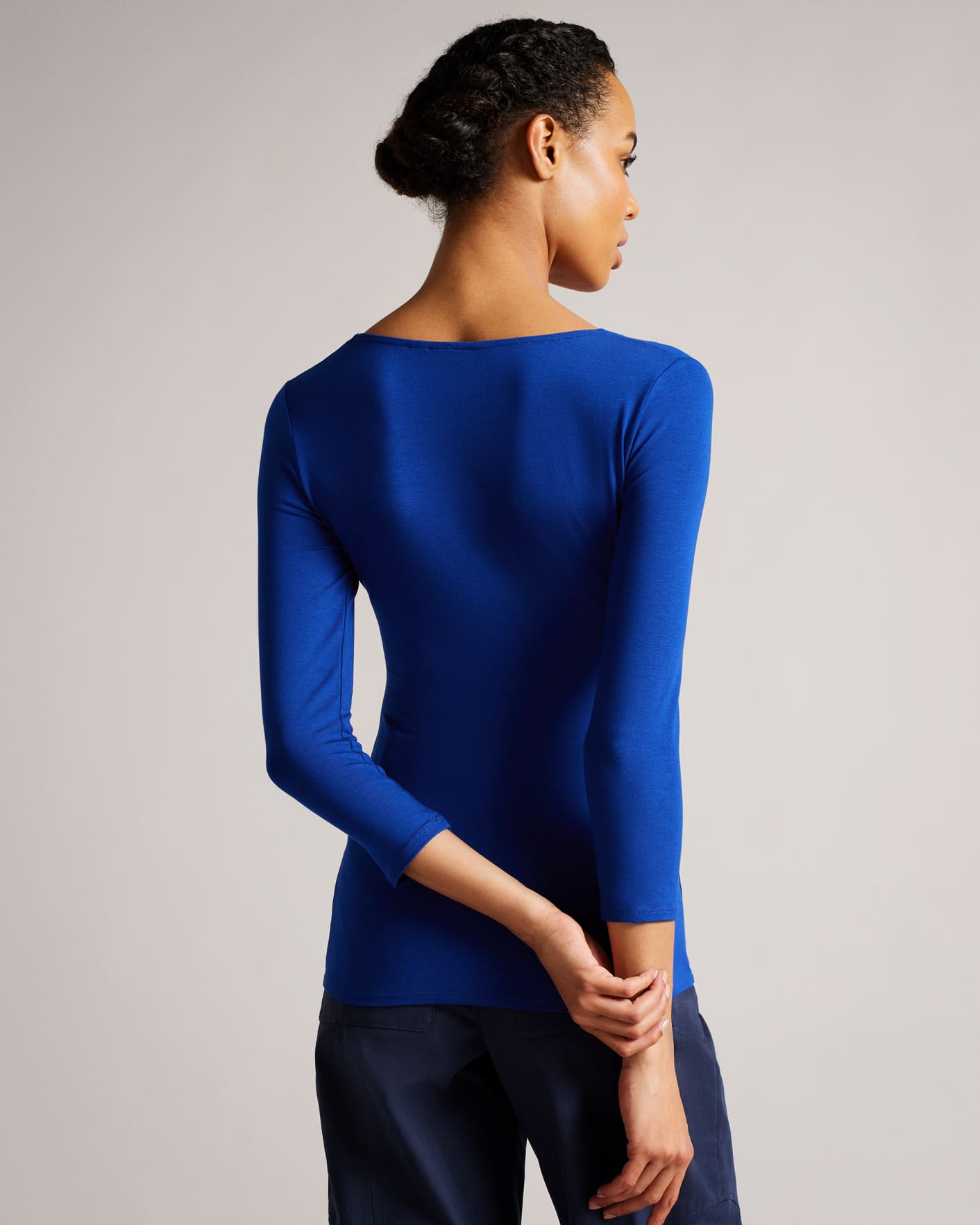 Blue Fitted Scoop Neck Top Ted Baker
