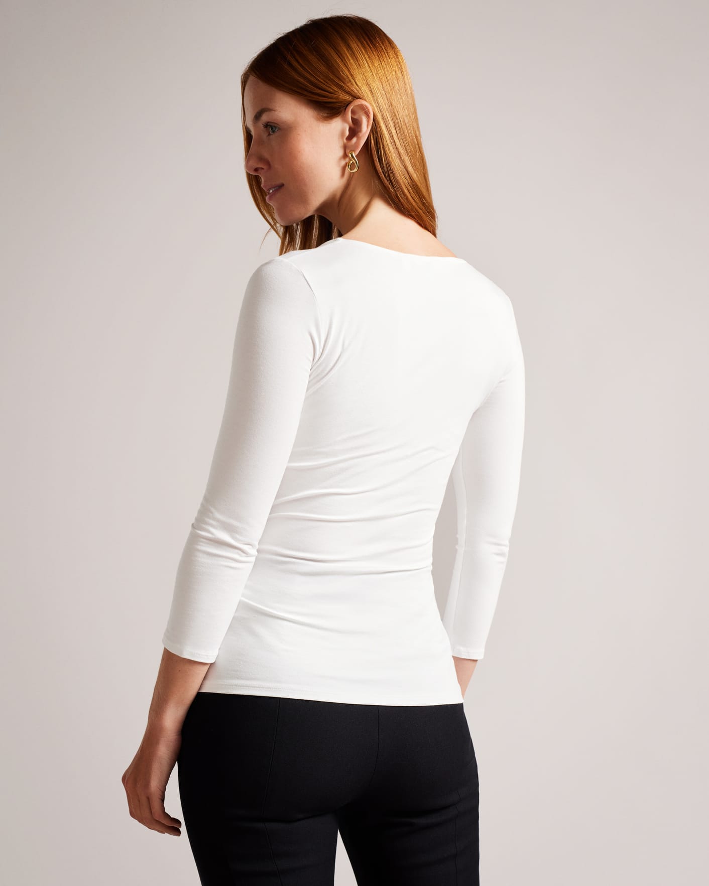 White Fitted Scoop Neck Top Ted Baker