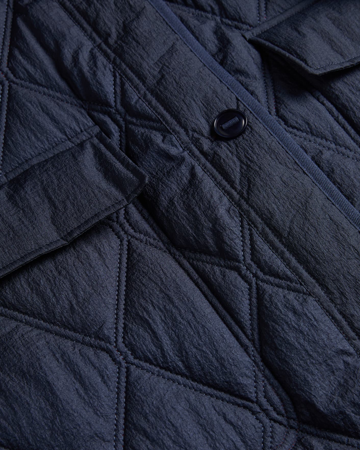 Navy Flood Length Collared Quilted Coat Ted Baker