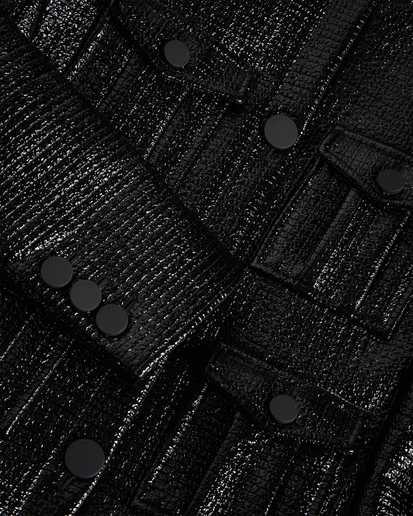 Black Collarless Cropped Croc Jacket Ted Baker