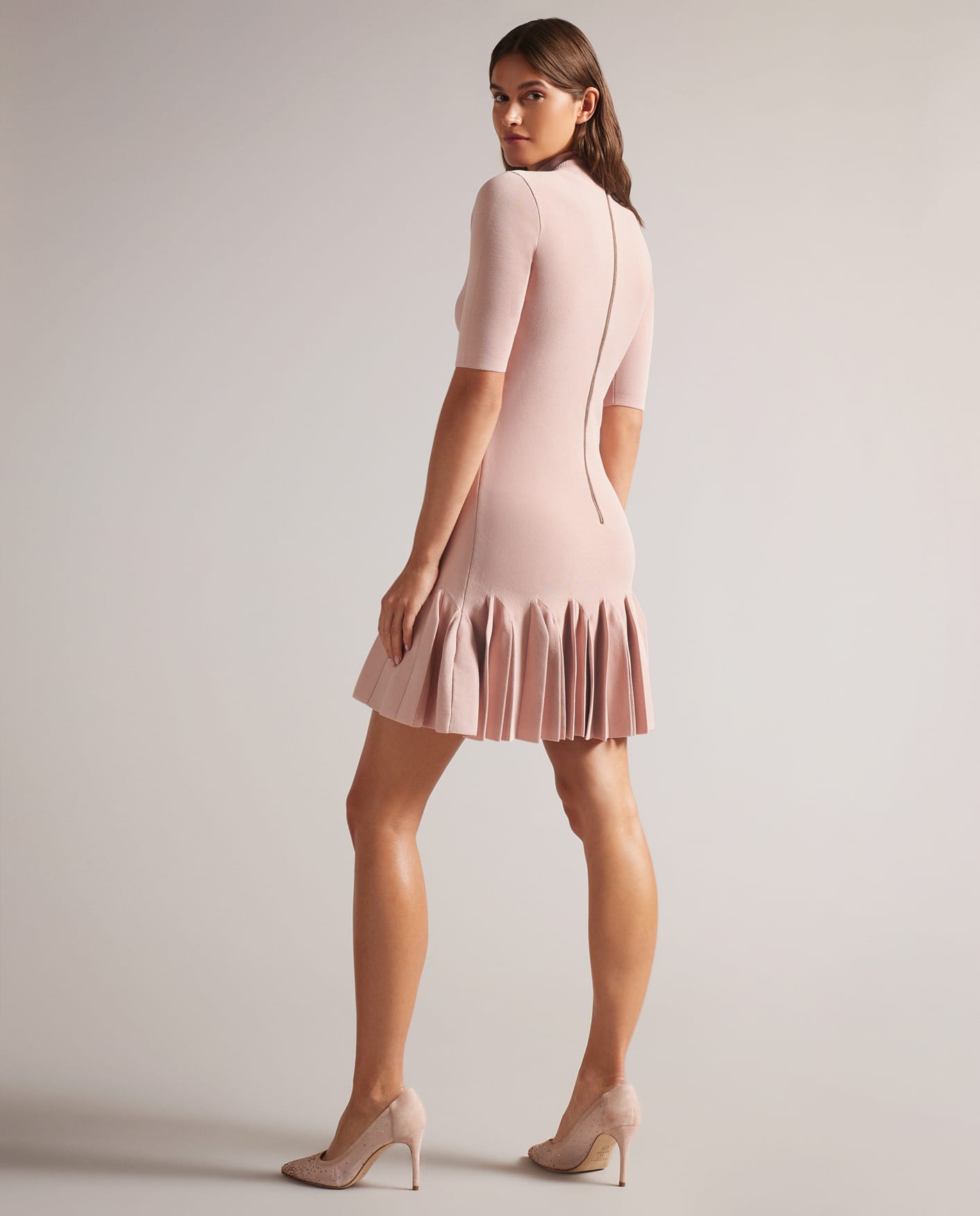 Dusky Pink Full Milano Fit And Flare Dress Ted Baker