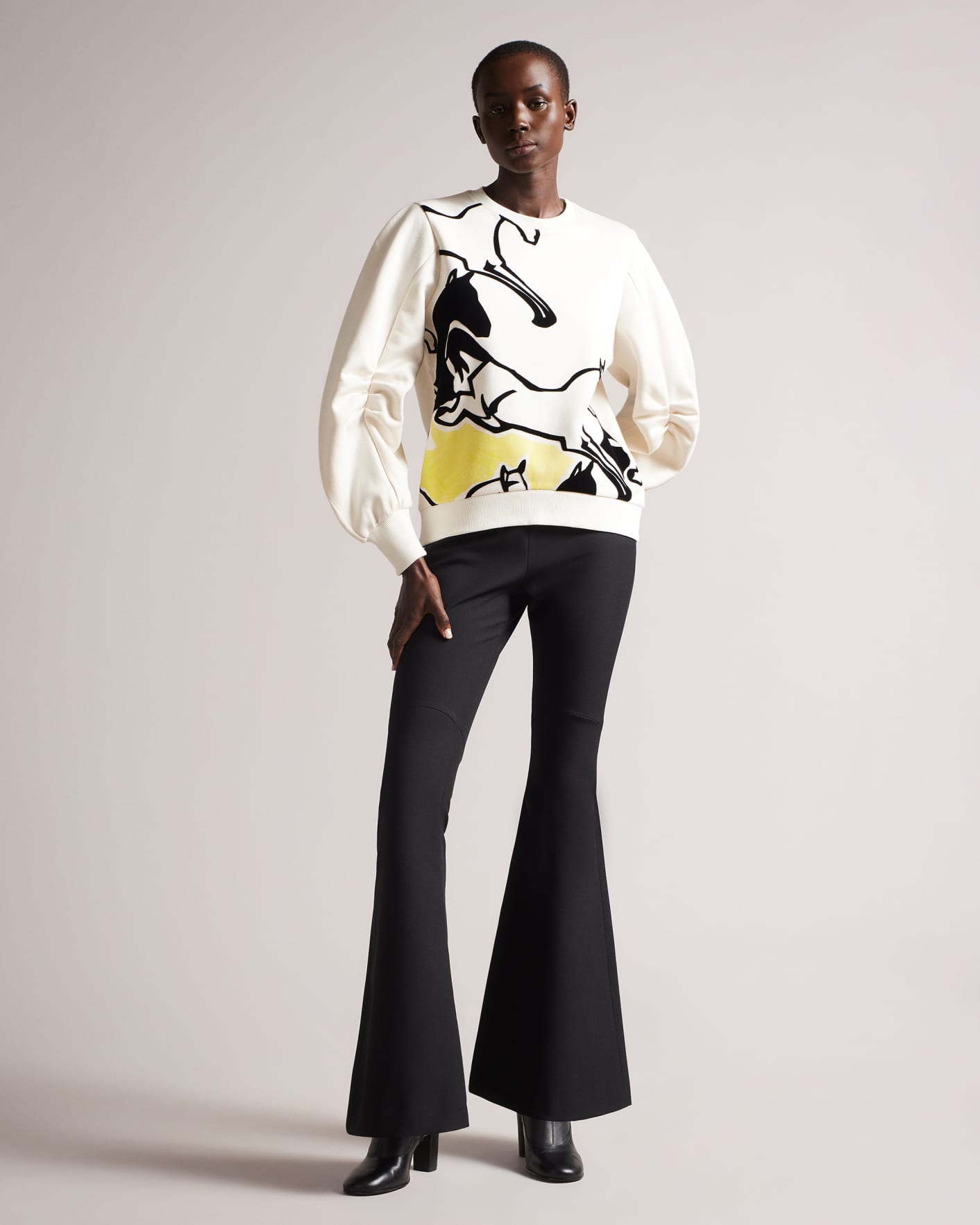 Ivory Graphic Sweat With Statement Sleeve Ted Baker