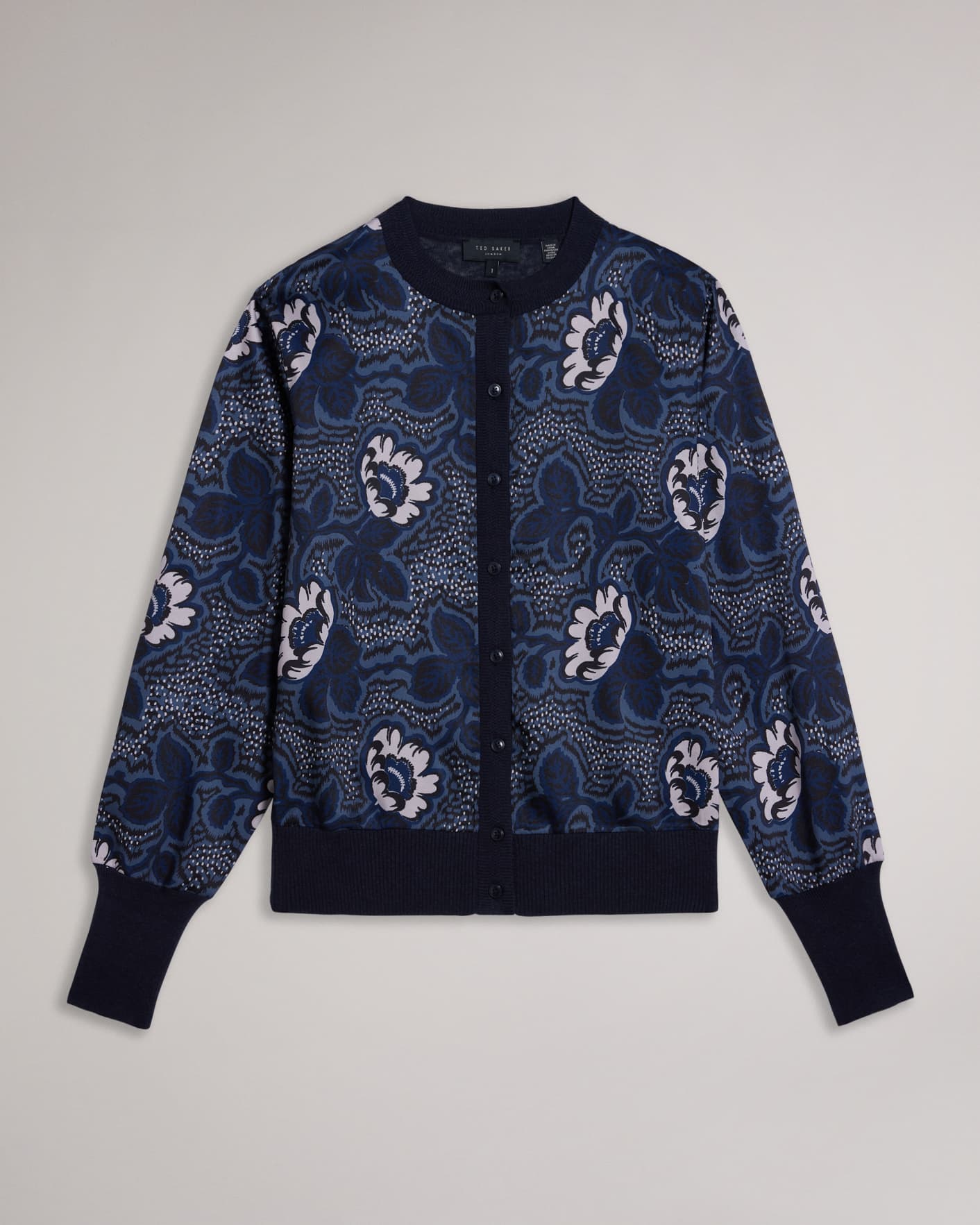 Navy Printed Woven Front Cardigan Ted Baker