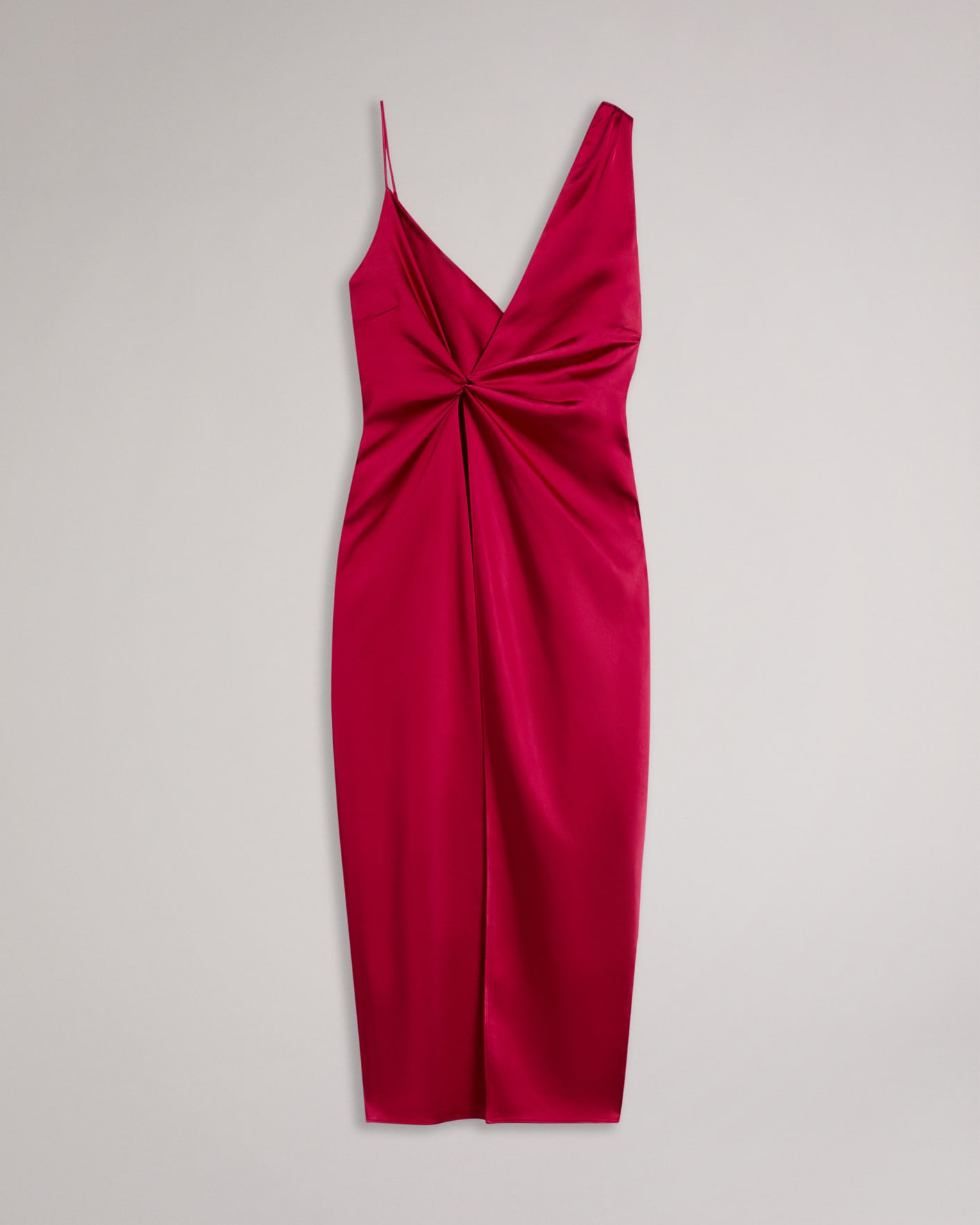 Deep-Pink Asymmetric Waist Detail Slip Dress Ted Baker