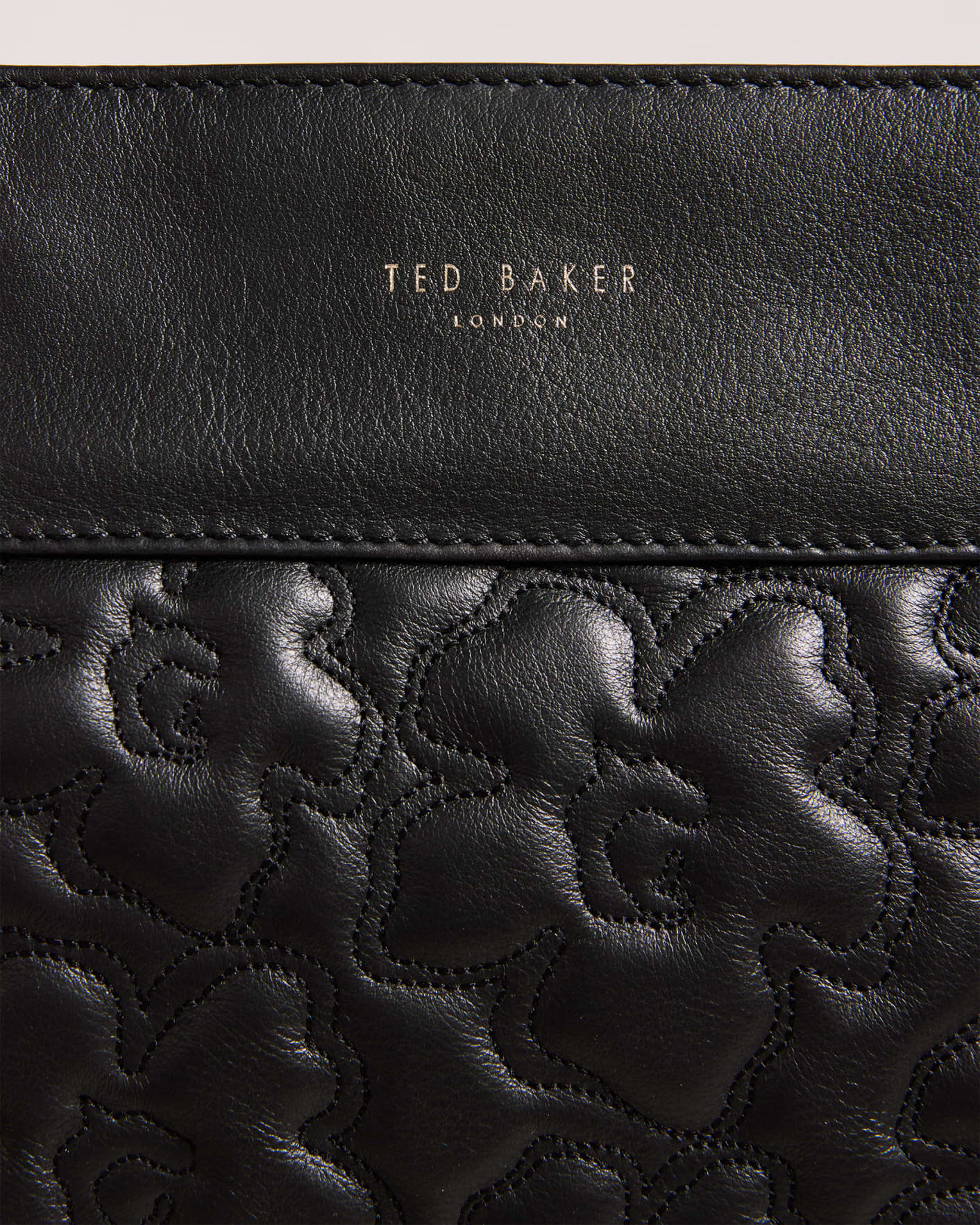 Black Leather Magnolia Quilted Tote Ted Baker
