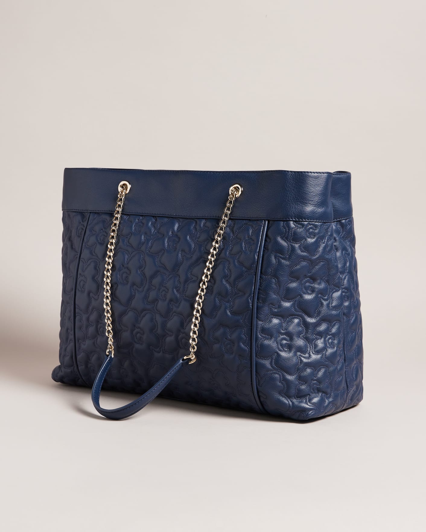 Blue Leather Magnolia Quilted Tote Ted Baker