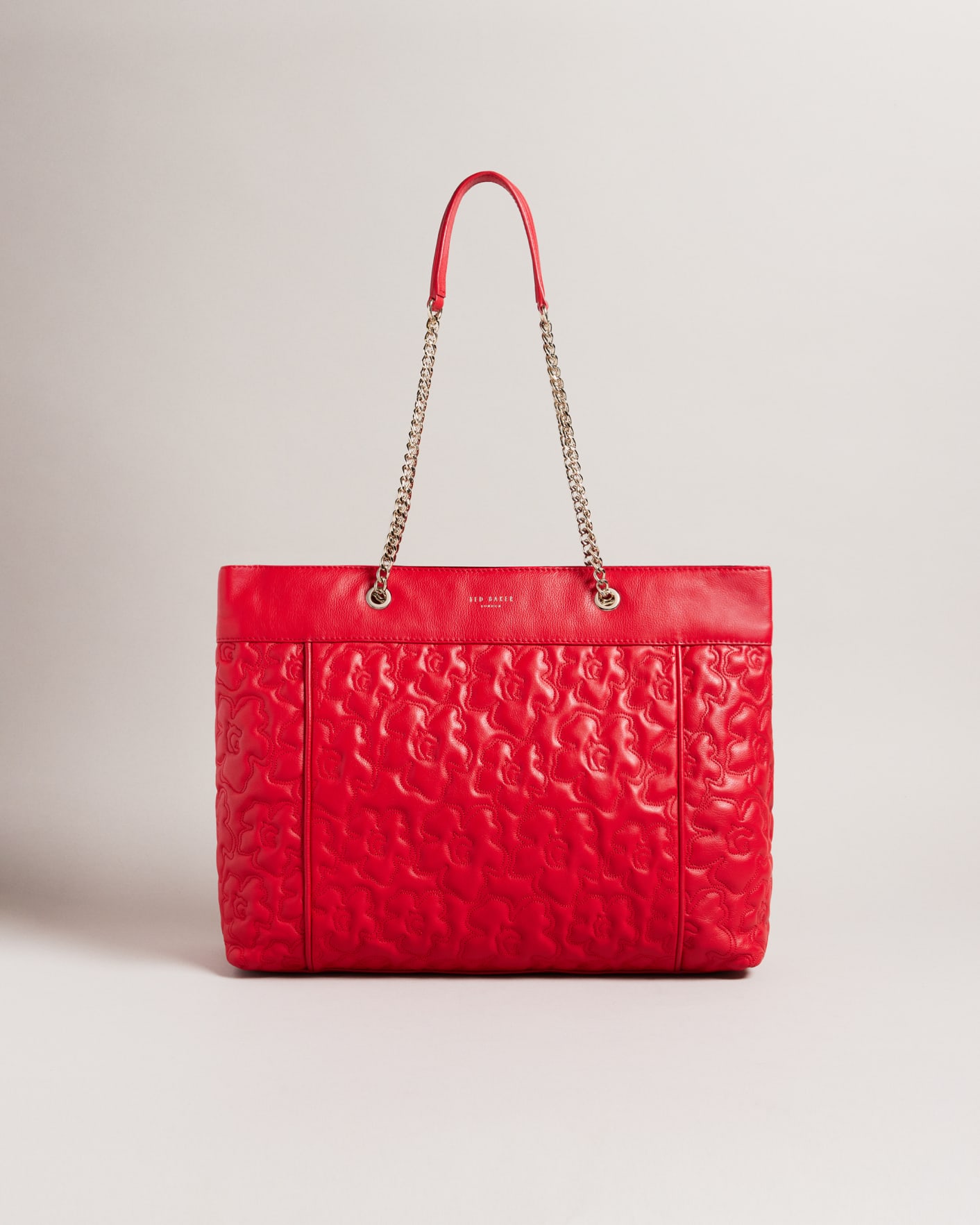 Red Leather Magnolia Quilted Tote Ted Baker