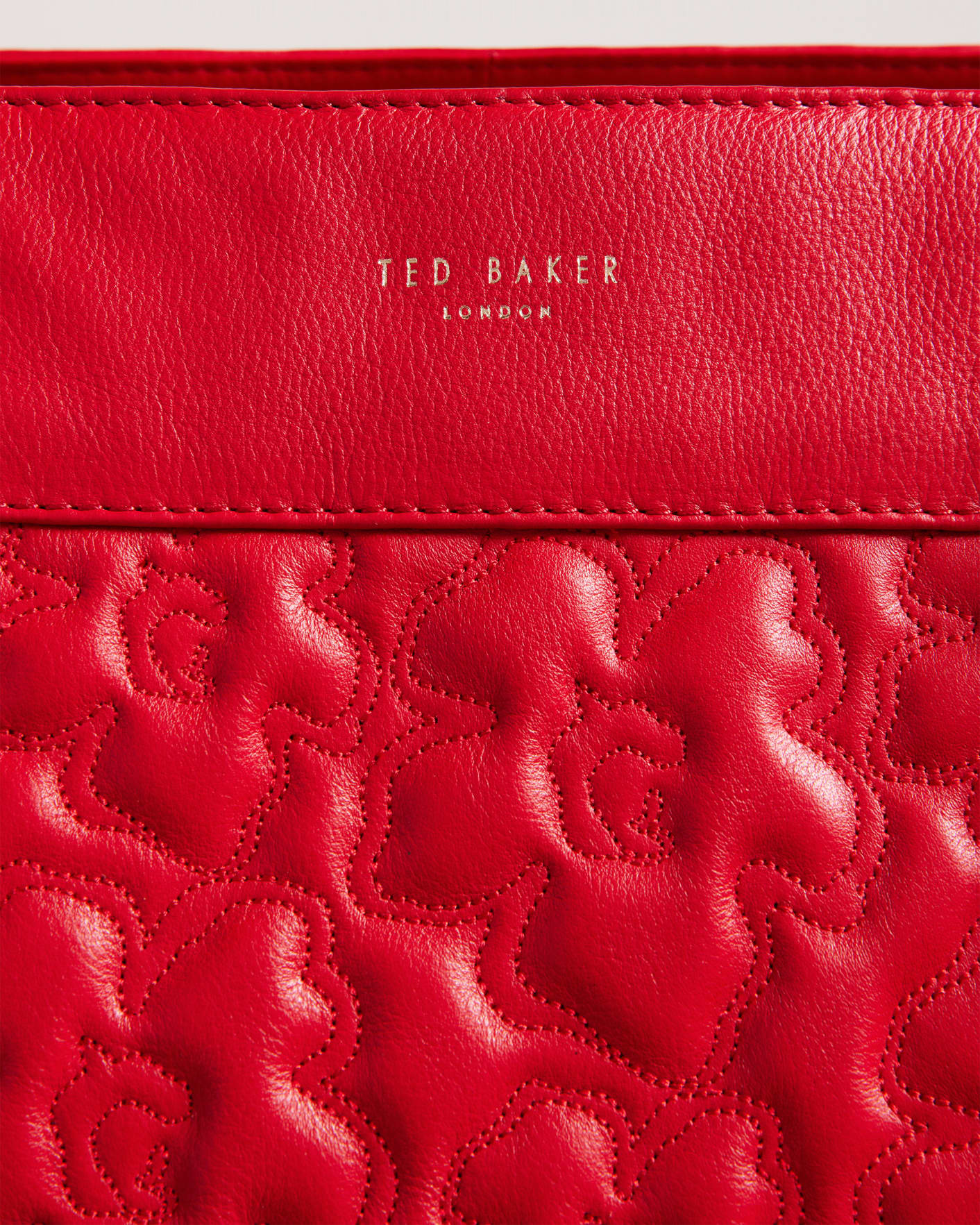 Red Leather Magnolia Quilted Tote Ted Baker