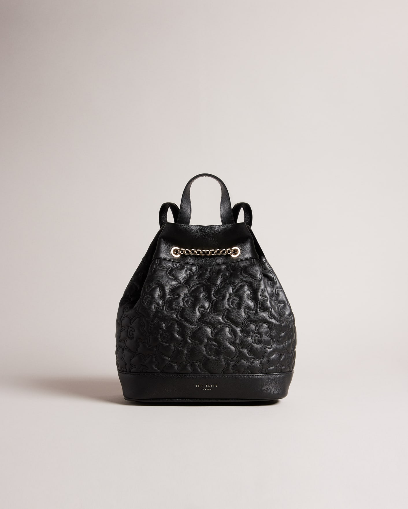 Black Leather Magnolia Quilted Backpack Ted Baker