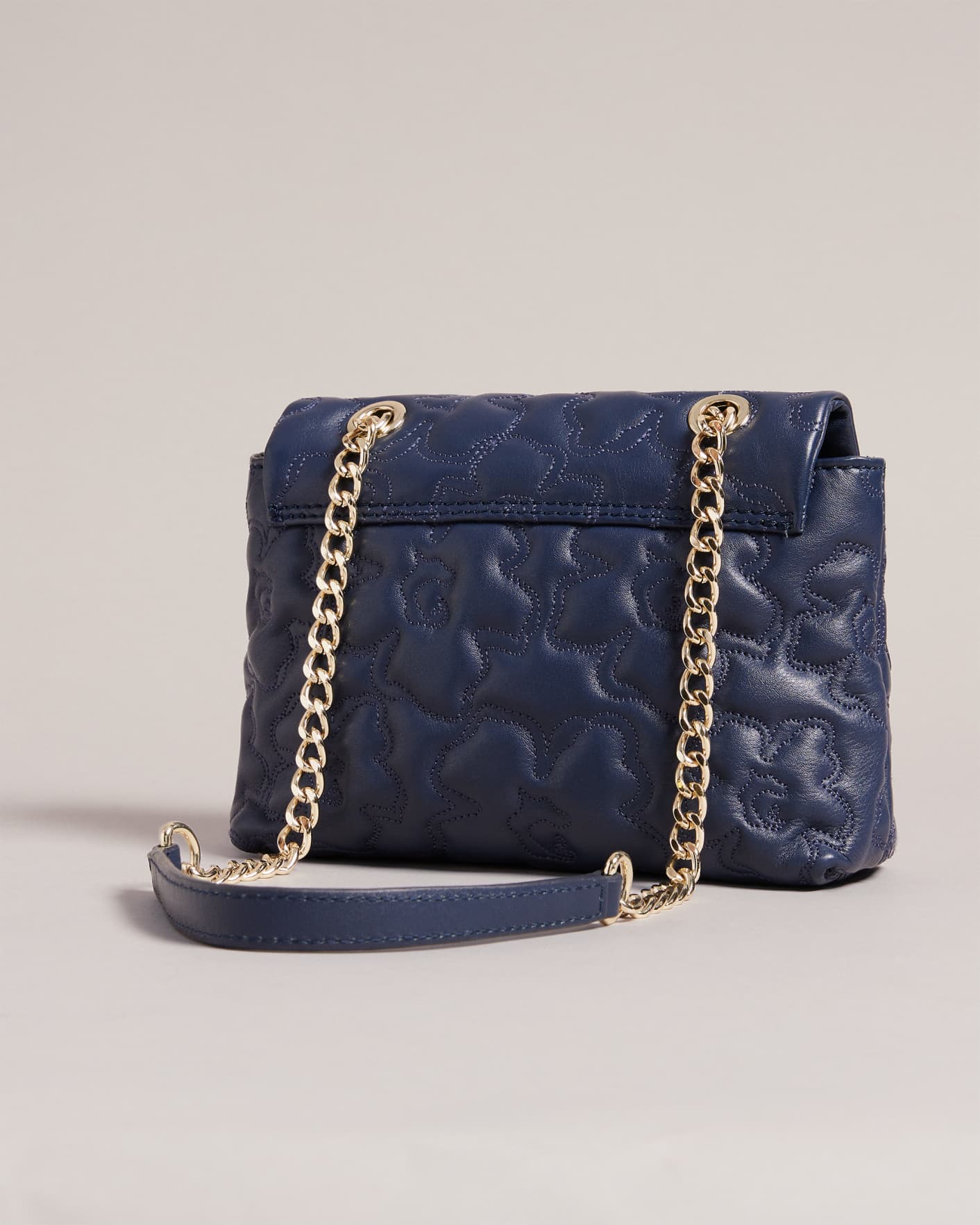 Blue Leather Mini Magnolia Quilted Shoulder Bag Ted Baker