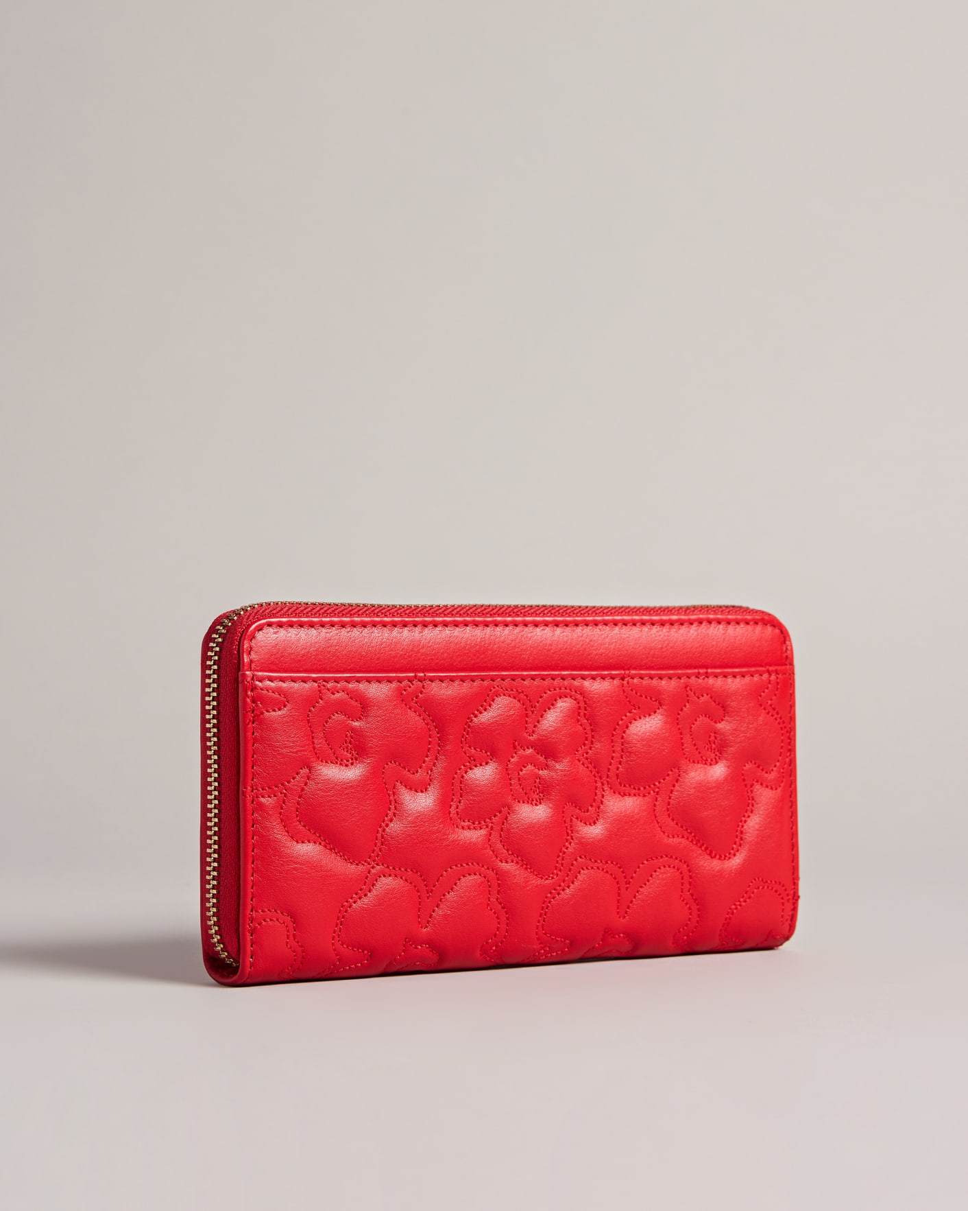 Red Magnolia Studded Zip Around Purse Ted Baker
