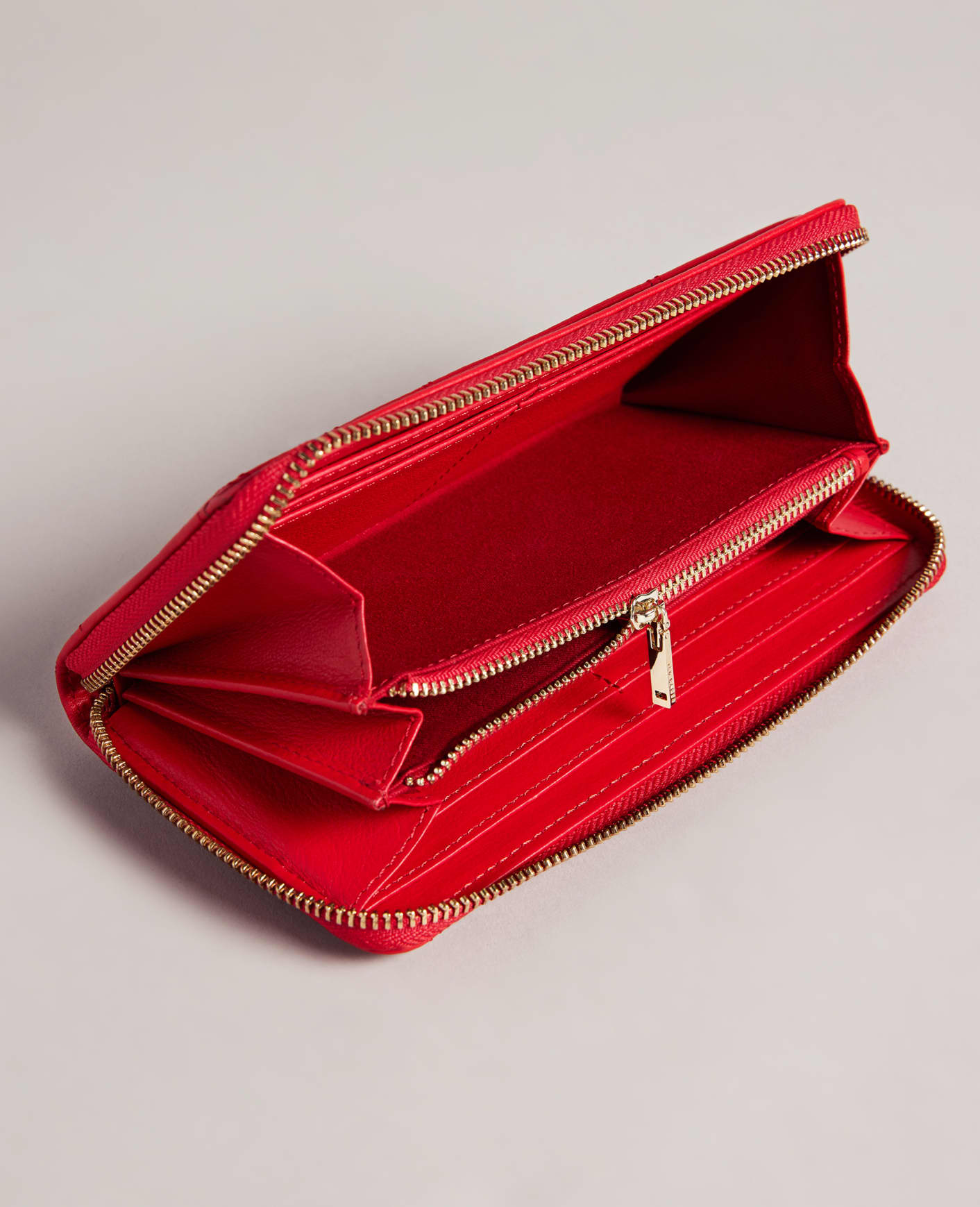 Red Magnolia Studded Zip Around Purse Ted Baker