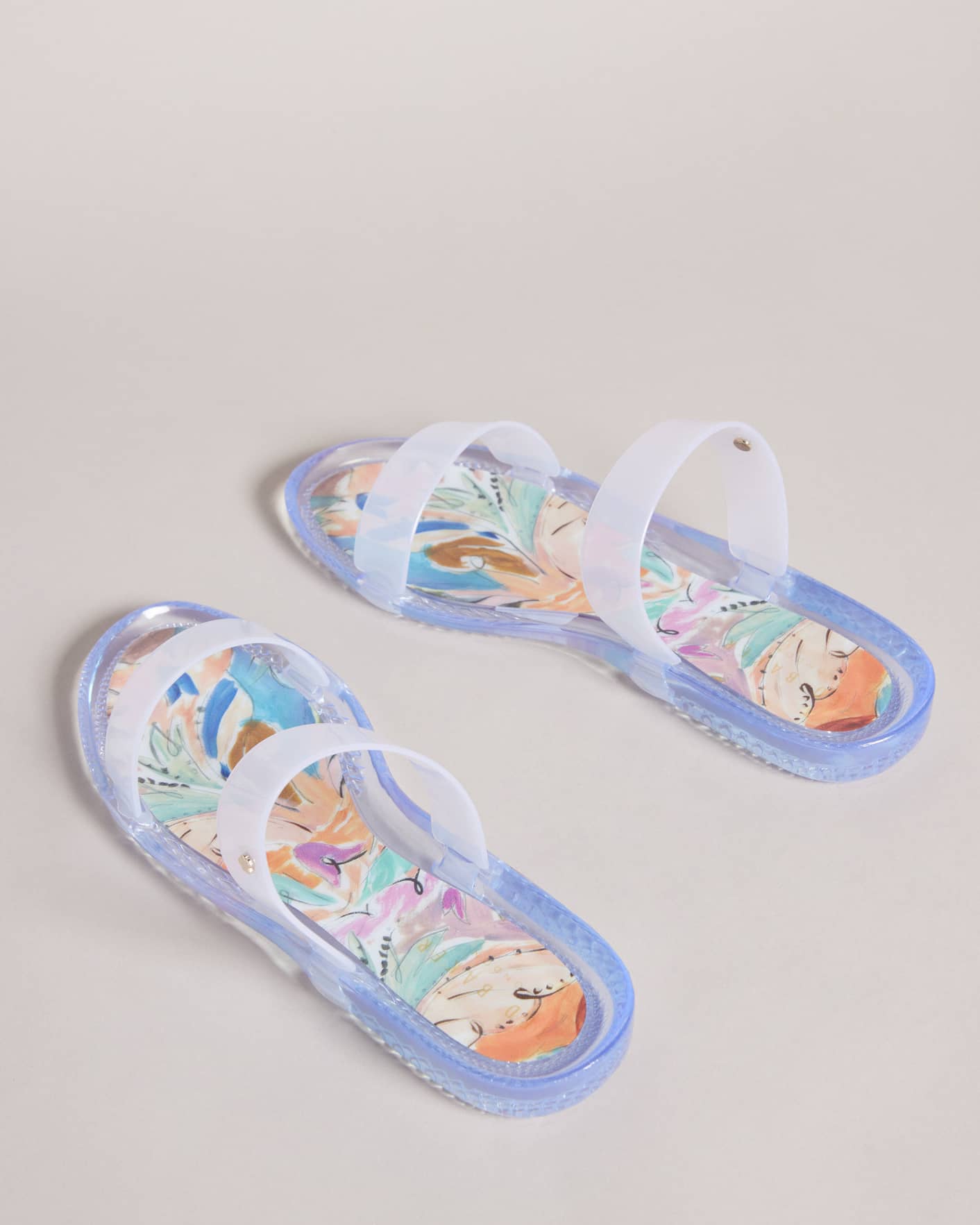 Multicoloured Art Print Two Strap Jelly Sandals Ted Baker