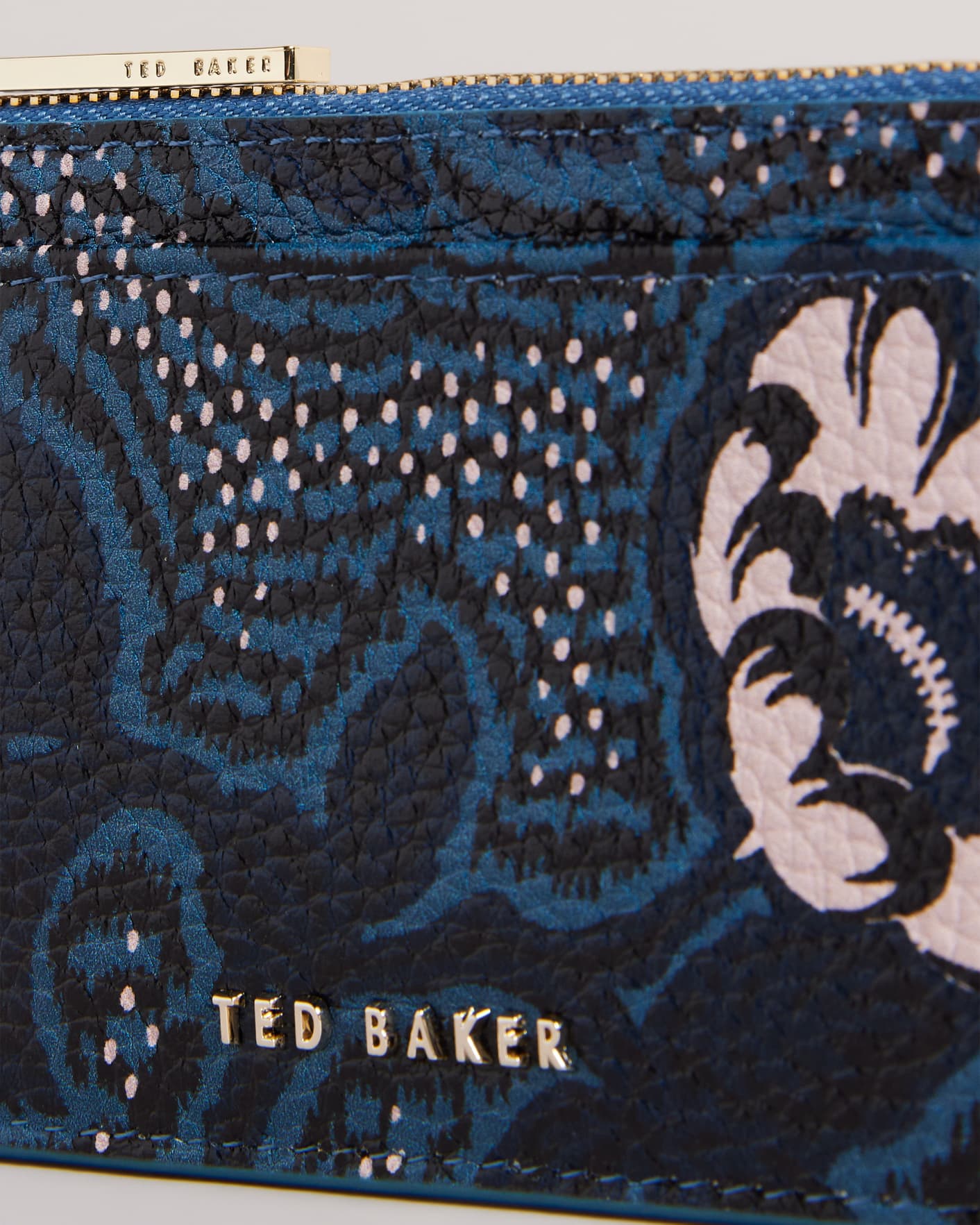 Dark Blue Printed Zipped Card Holder Ted Baker