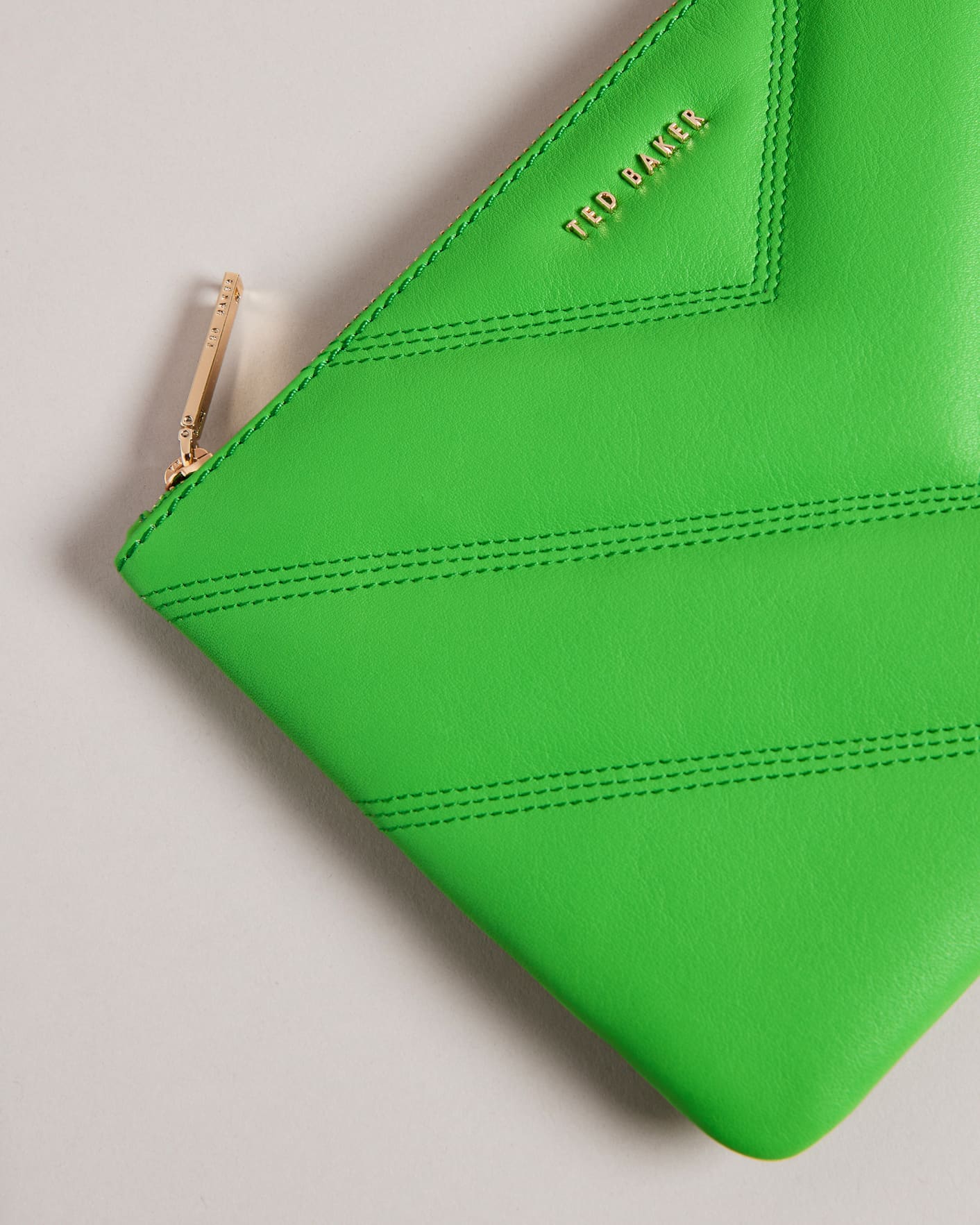 Green Chevron Quilted Pouch Ted Baker