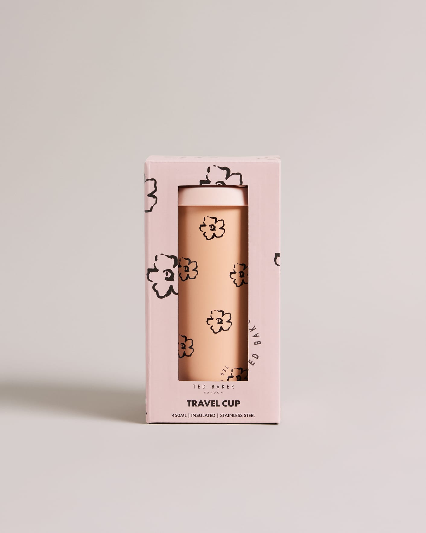 Pale Pink Magnolia Print 450ml Travel Cup Ted Baker