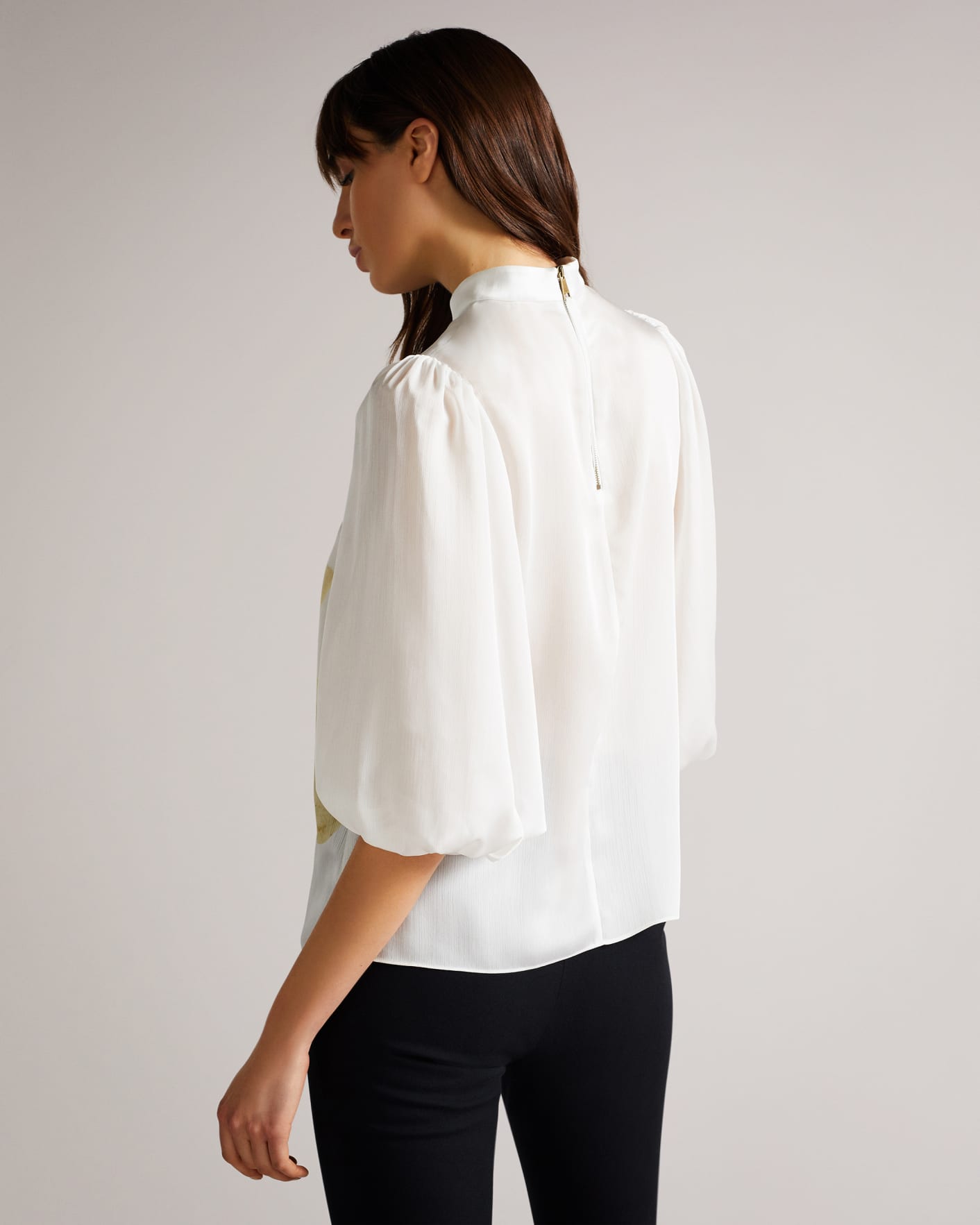 White Top With Collar And Balloon Sleeve Ted Baker