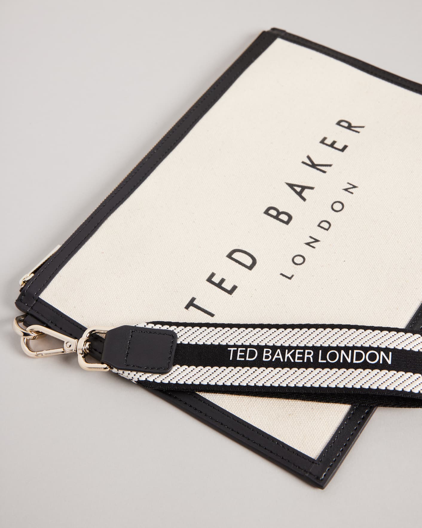 White Branded Webbing Canvas Pouch Ted Baker