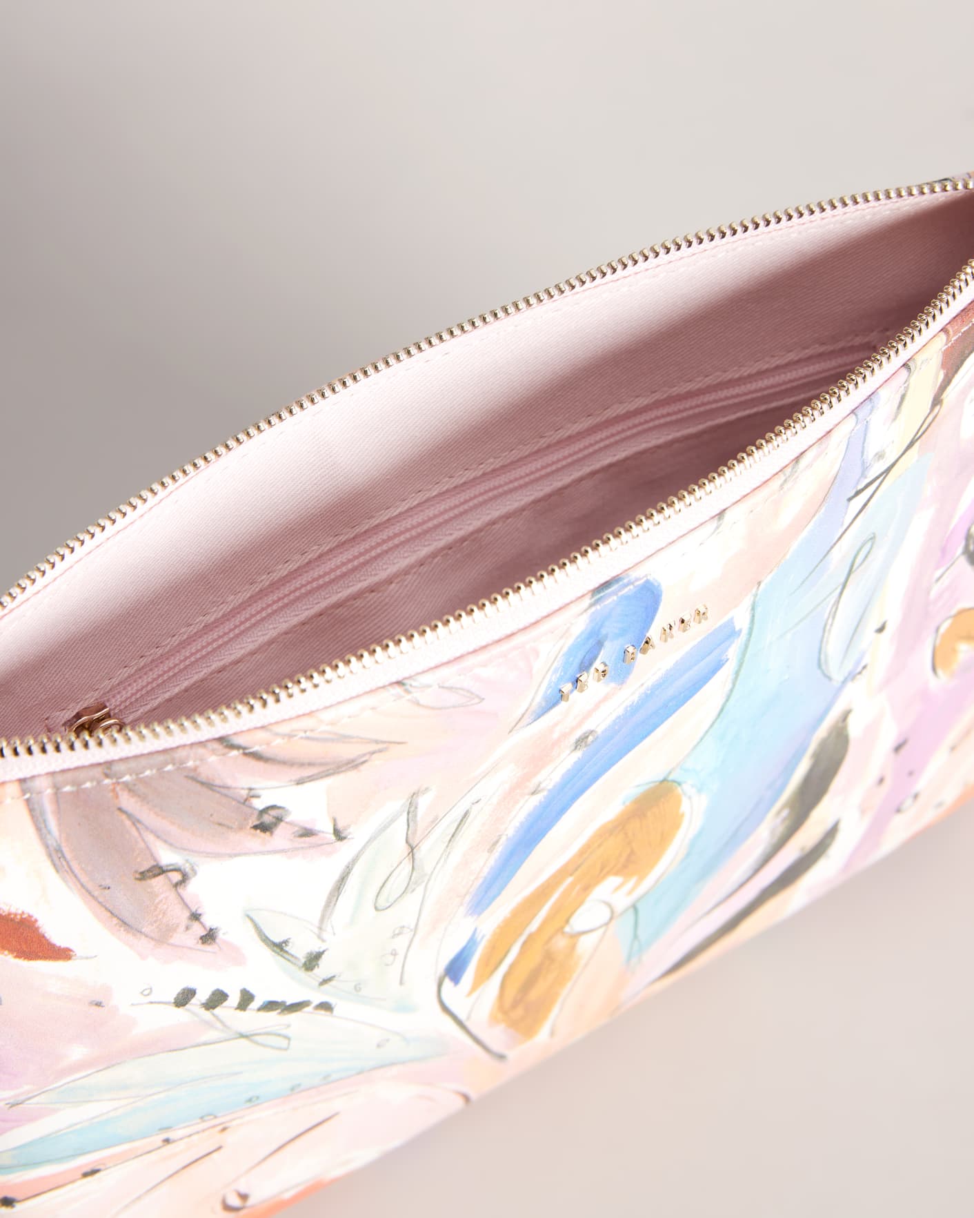 Pale Pink Art Print Leather Pouch Ted Baker