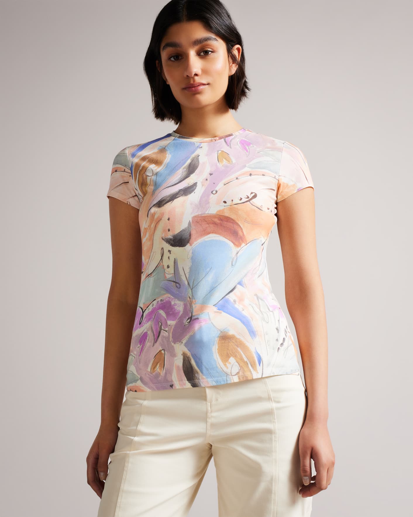 Ivory Printed Fitted Tee Ted Baker