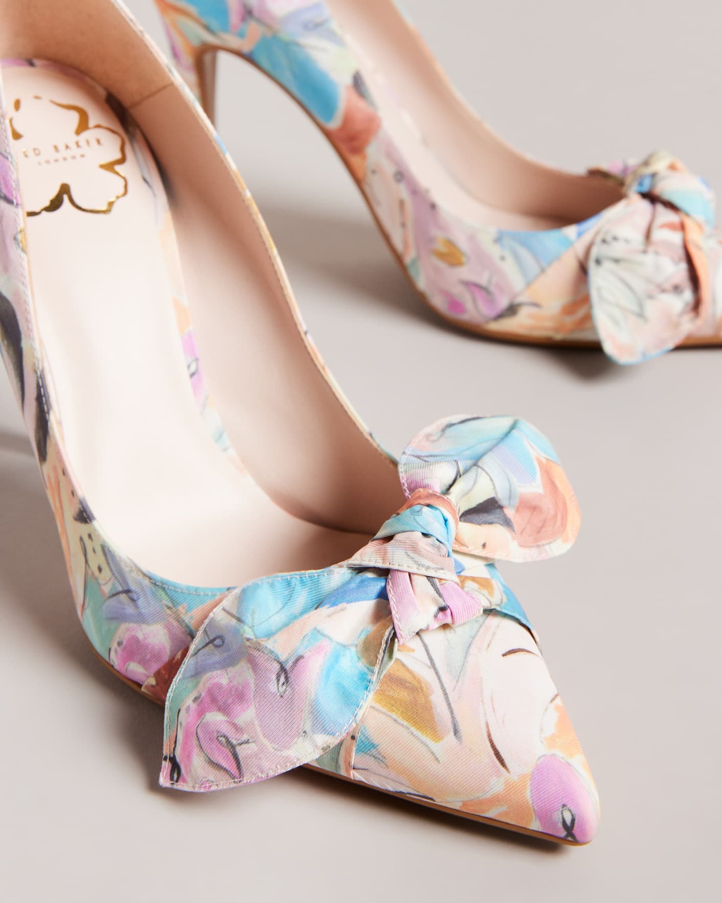 Multicolor Art Print Court Heels With Bow Ted Baker